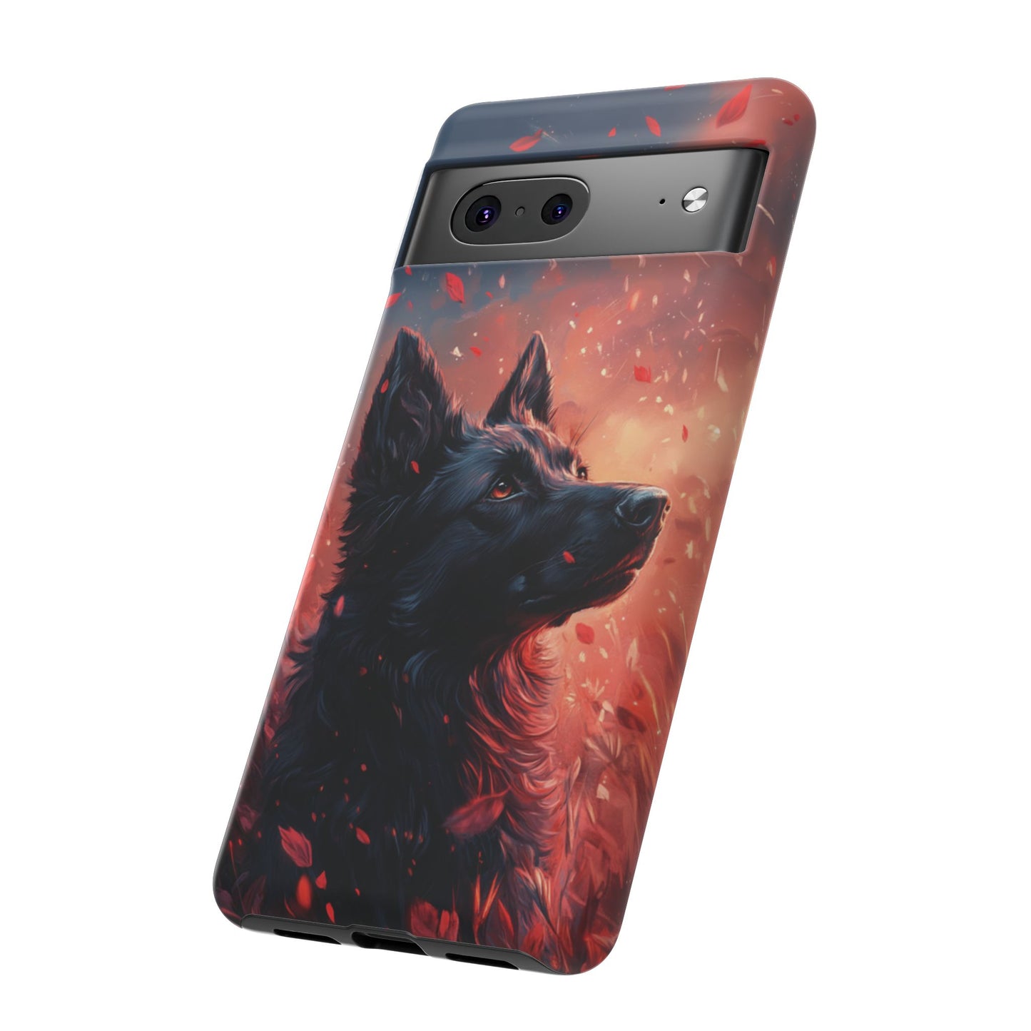 Graceful Canine in Falling Petals Phone Case – iPhone, Google Pixel, Samsung Galaxy