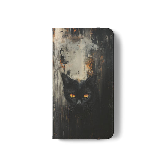 Black Cat Shadow Gaze - Wallet Flip Case