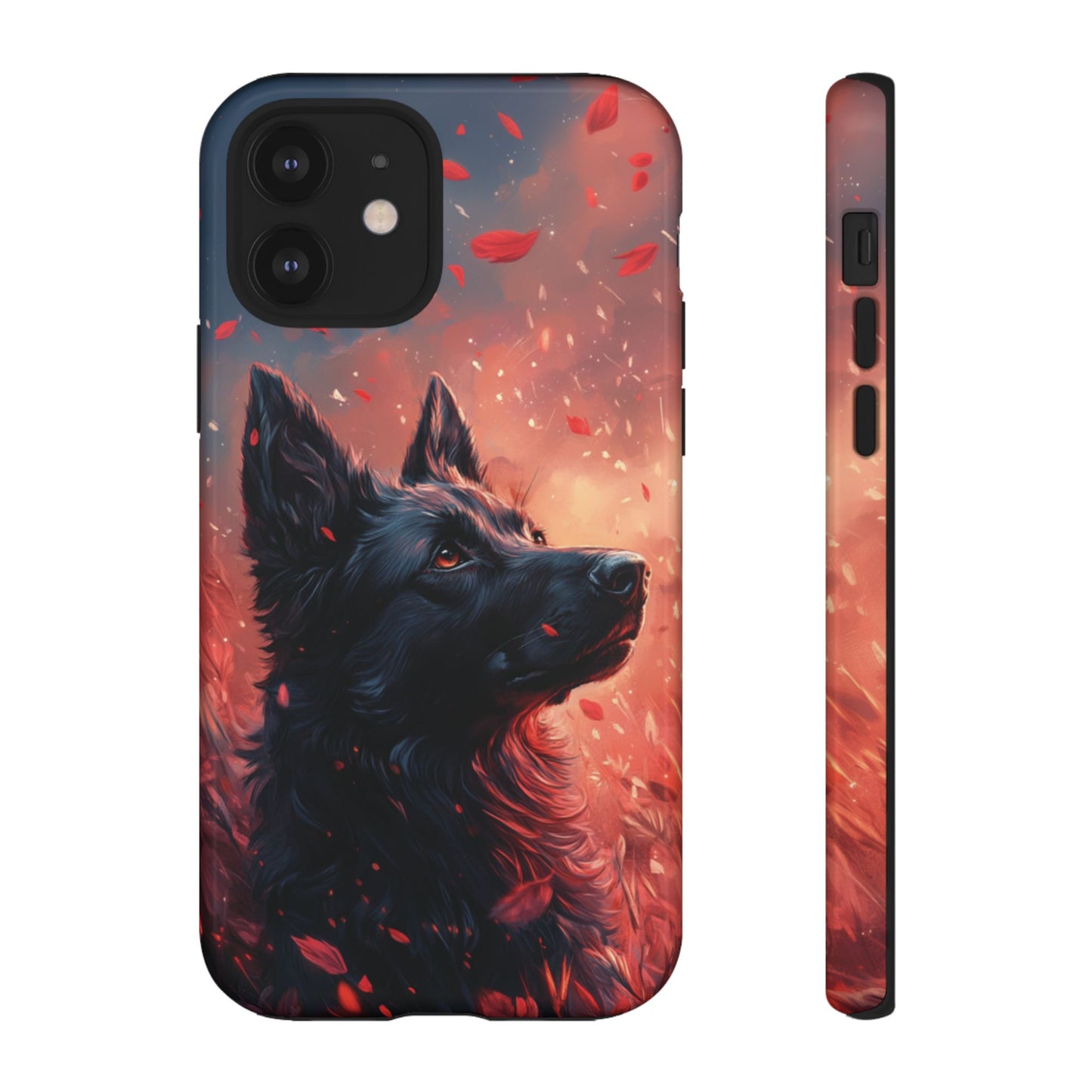 Graceful Canine in Falling Petals Phone Case – iPhone, Google Pixel, Samsung Galaxy