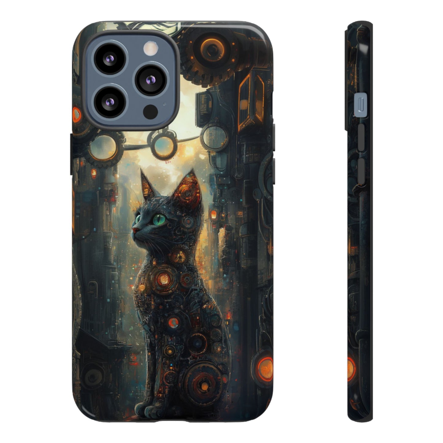 Cybernetic Steampunk Cat Phone Case – iPhone, Google Pixel, Samsung Galaxy
