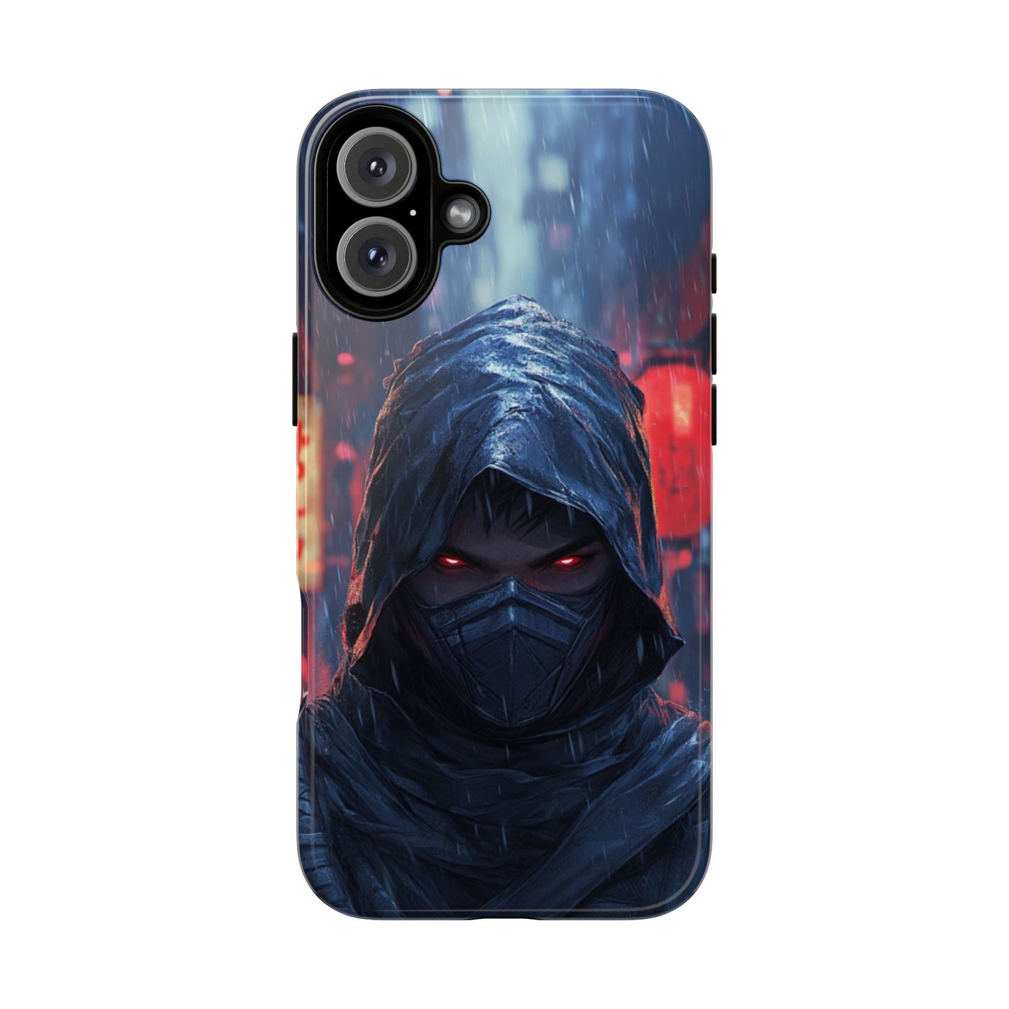 Cyberpunk Ninja Red Eyes Rain - Tough iPhone Case
