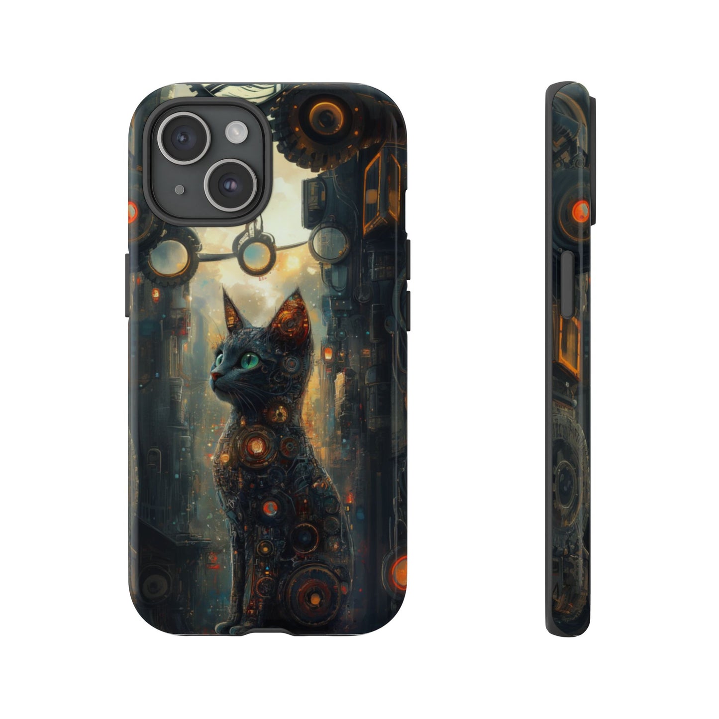 Cybernetic Steampunk Cat Phone Case – iPhone, Google Pixel, Samsung Galaxy