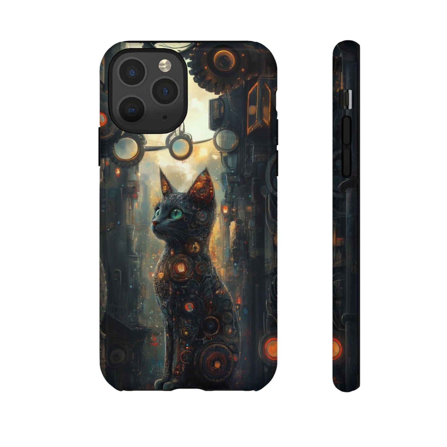 Cybernetic Steampunk Cat Phone Case – iPhone, Google Pixel, Samsung Galaxy