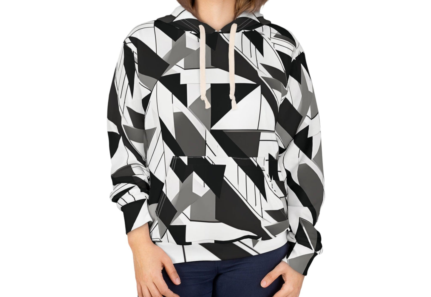 Geometric Monochrome All-Over Print Hoodie