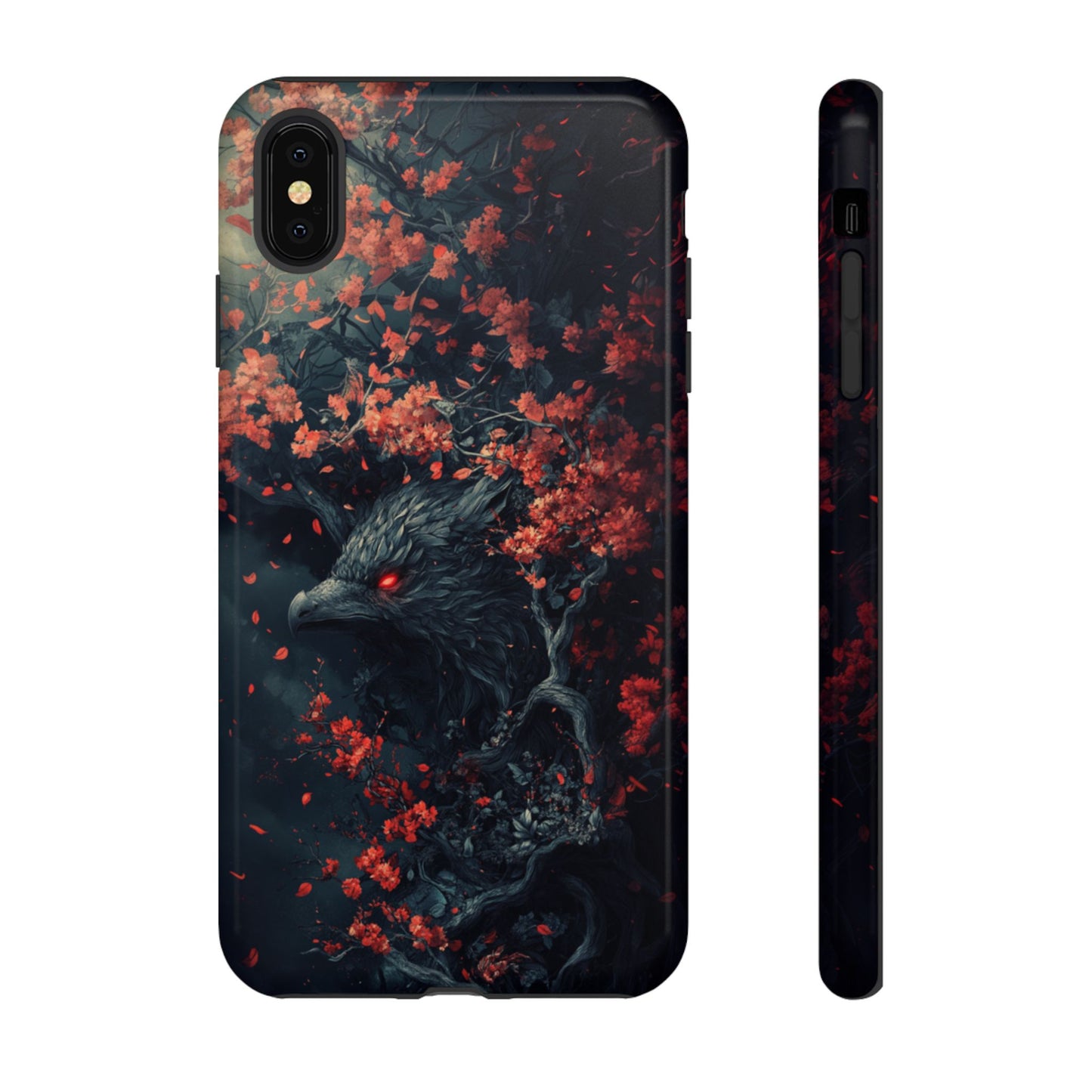 Crimson Raven Bloom – Tough iPhone Case