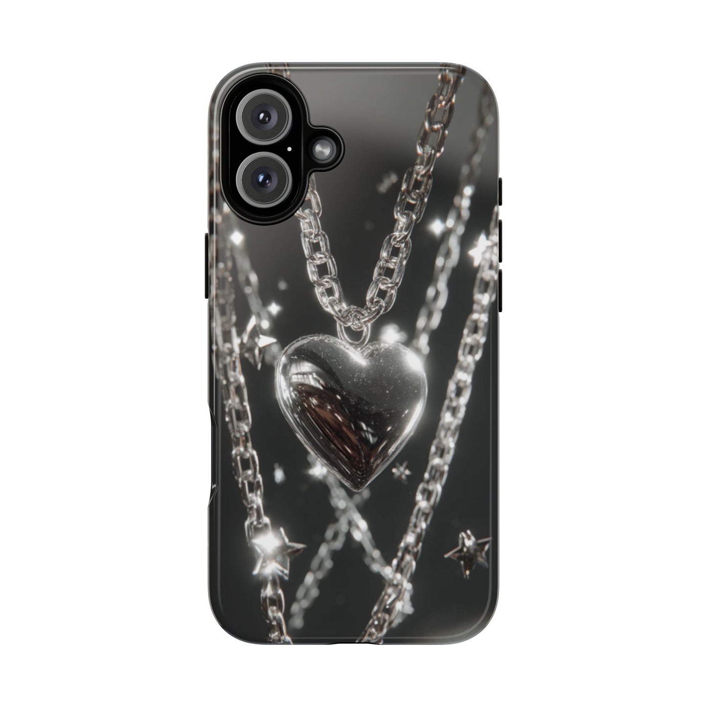 Silver Heart Chains - Tough iPhone Case