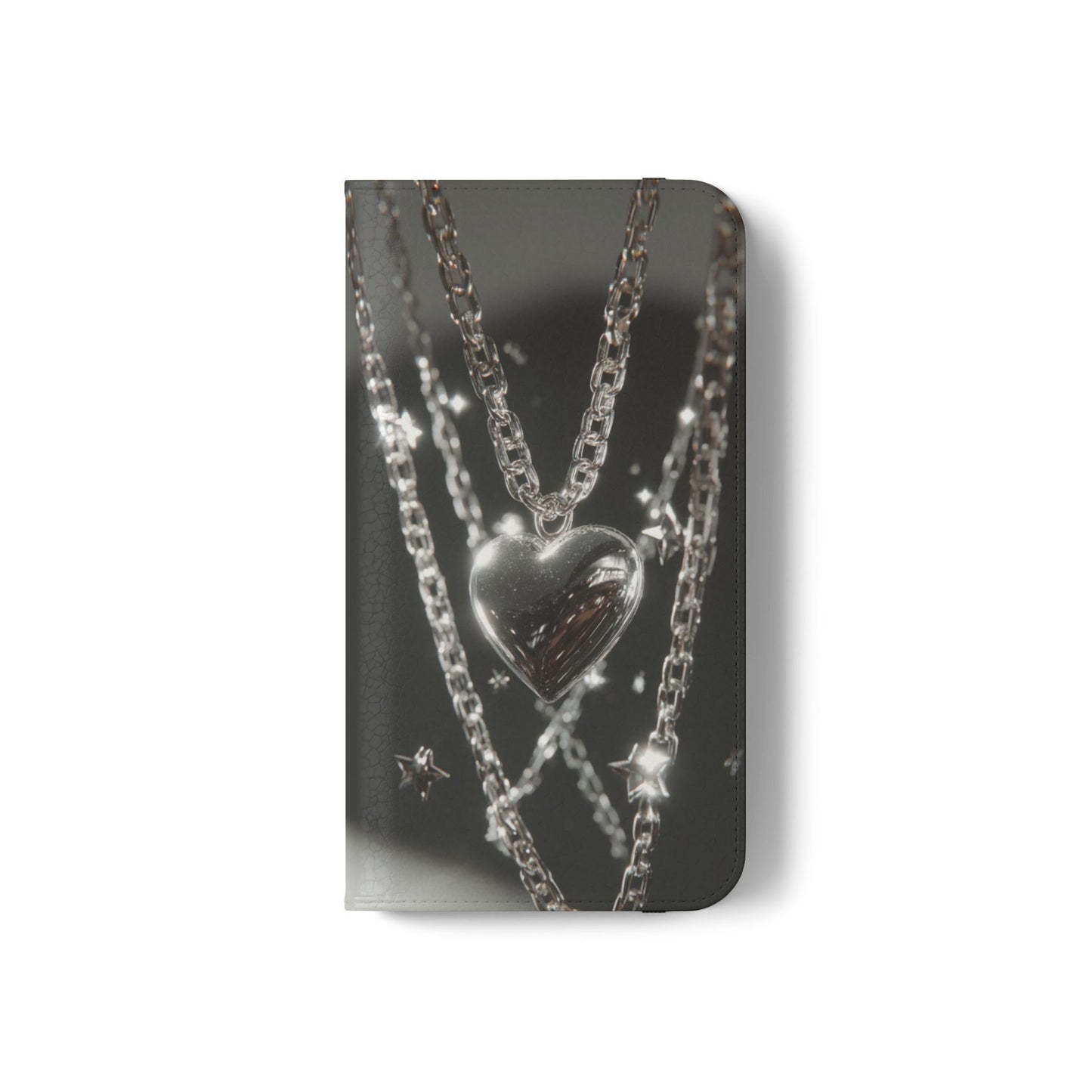 Silver Heart Chains - Wallet Flip Case
