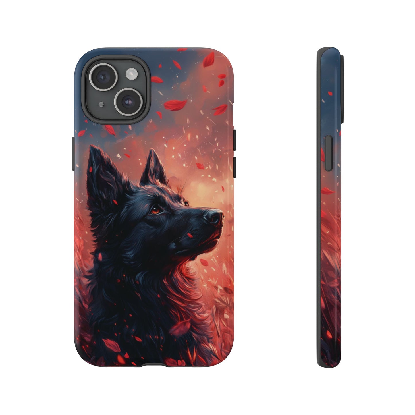 Graceful Canine in Falling Petals Phone Case – iPhone, Google Pixel, Samsung Galaxy