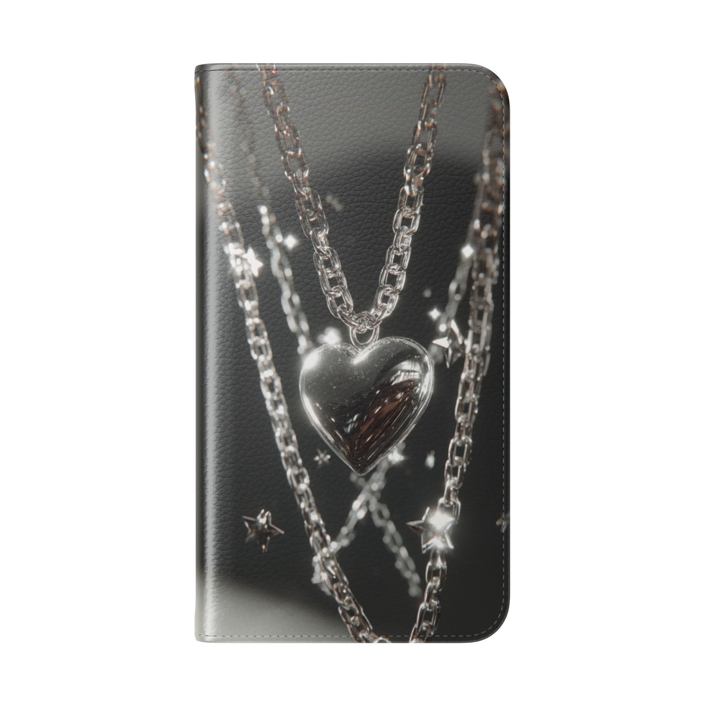 Silver Heart Chains - Wallet Flip Case