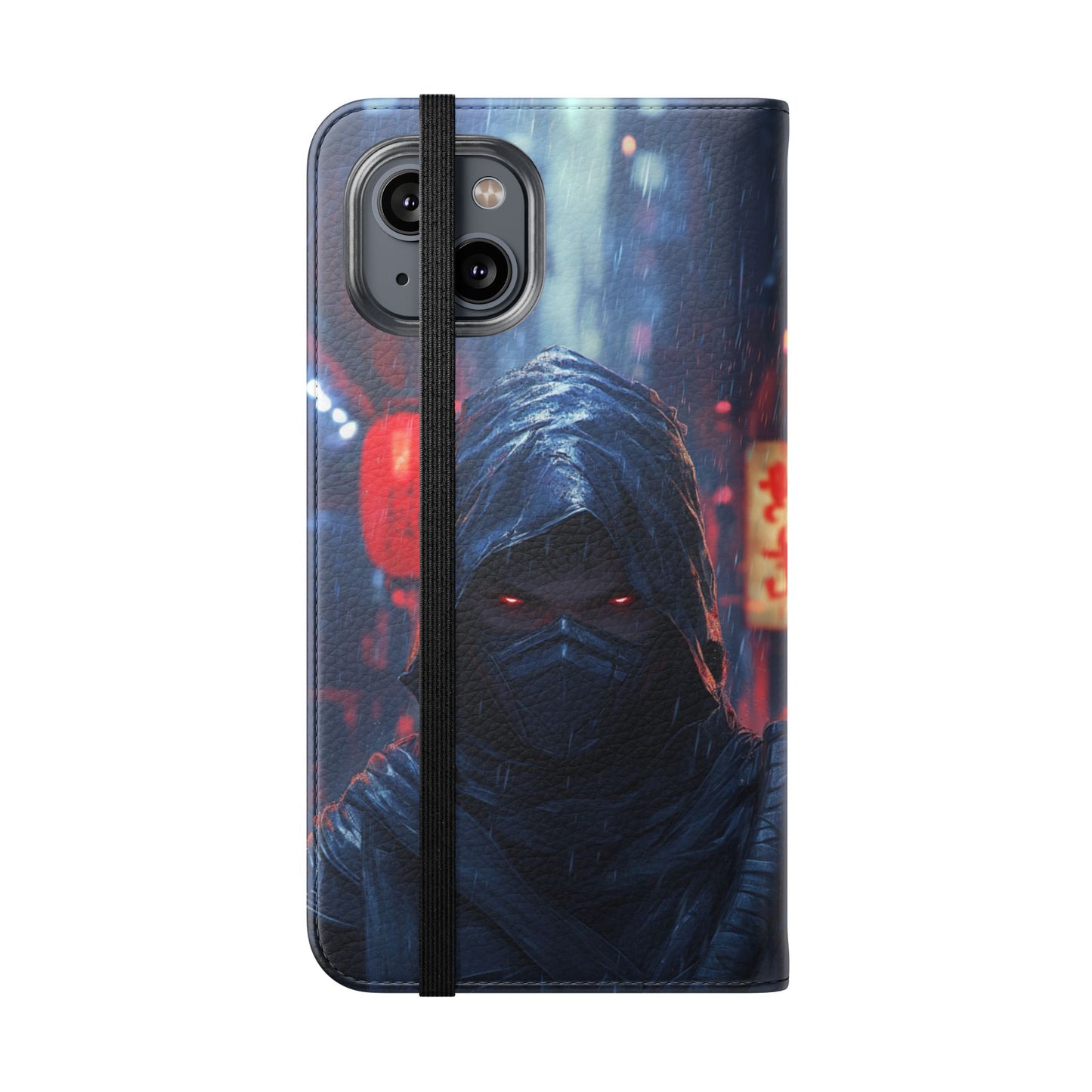 Cyberpunk Ninja Red Eyes Rain - Wallet Flip Case
