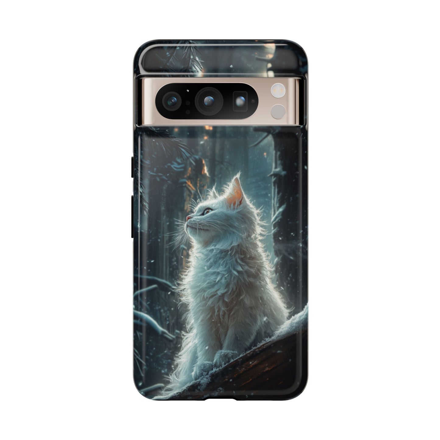 Winter Enchantment White Cat Phone Case - iPhone, Google Pixel, Samsung Galaxy