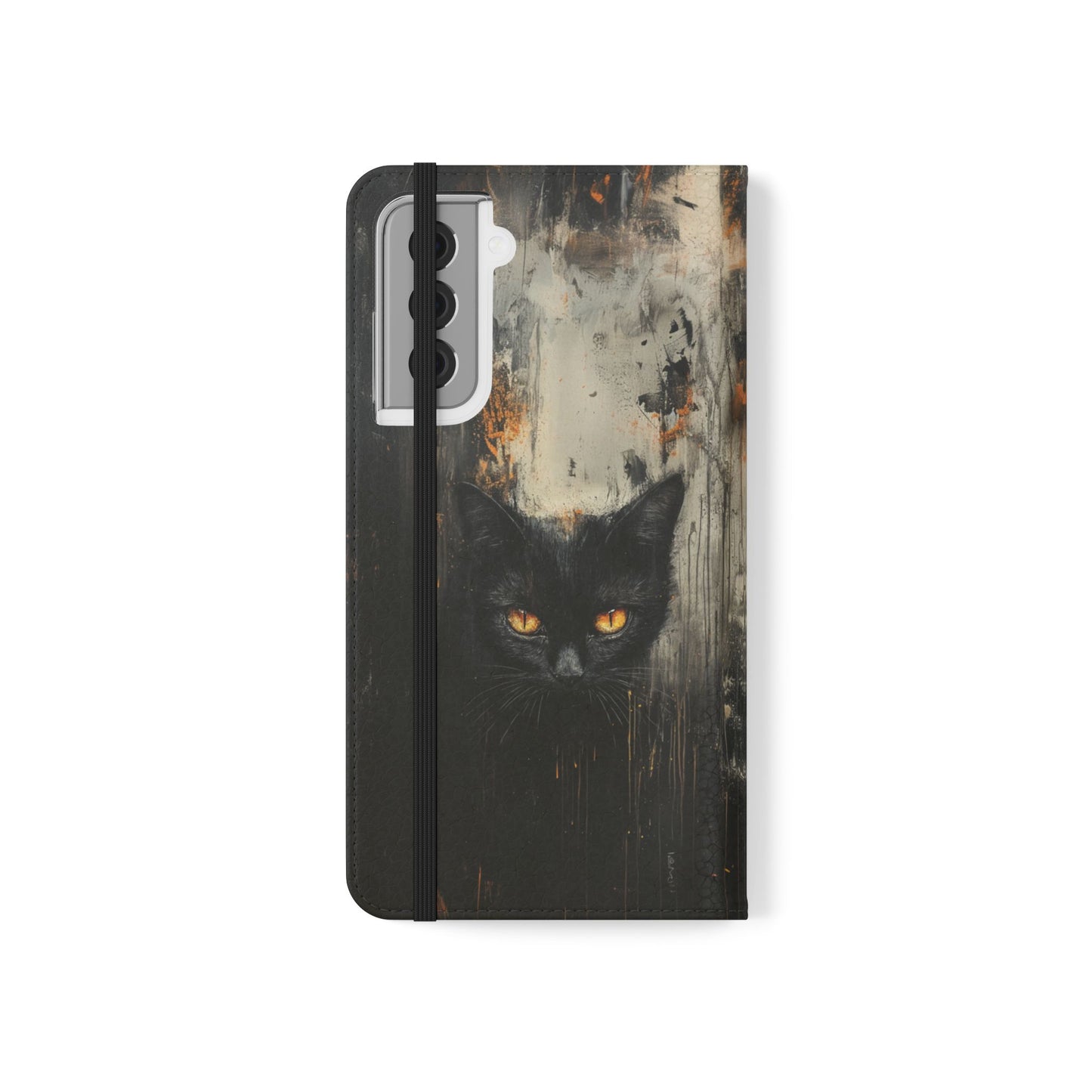 Black Cat Shadow Gaze - Wallet Flip Case