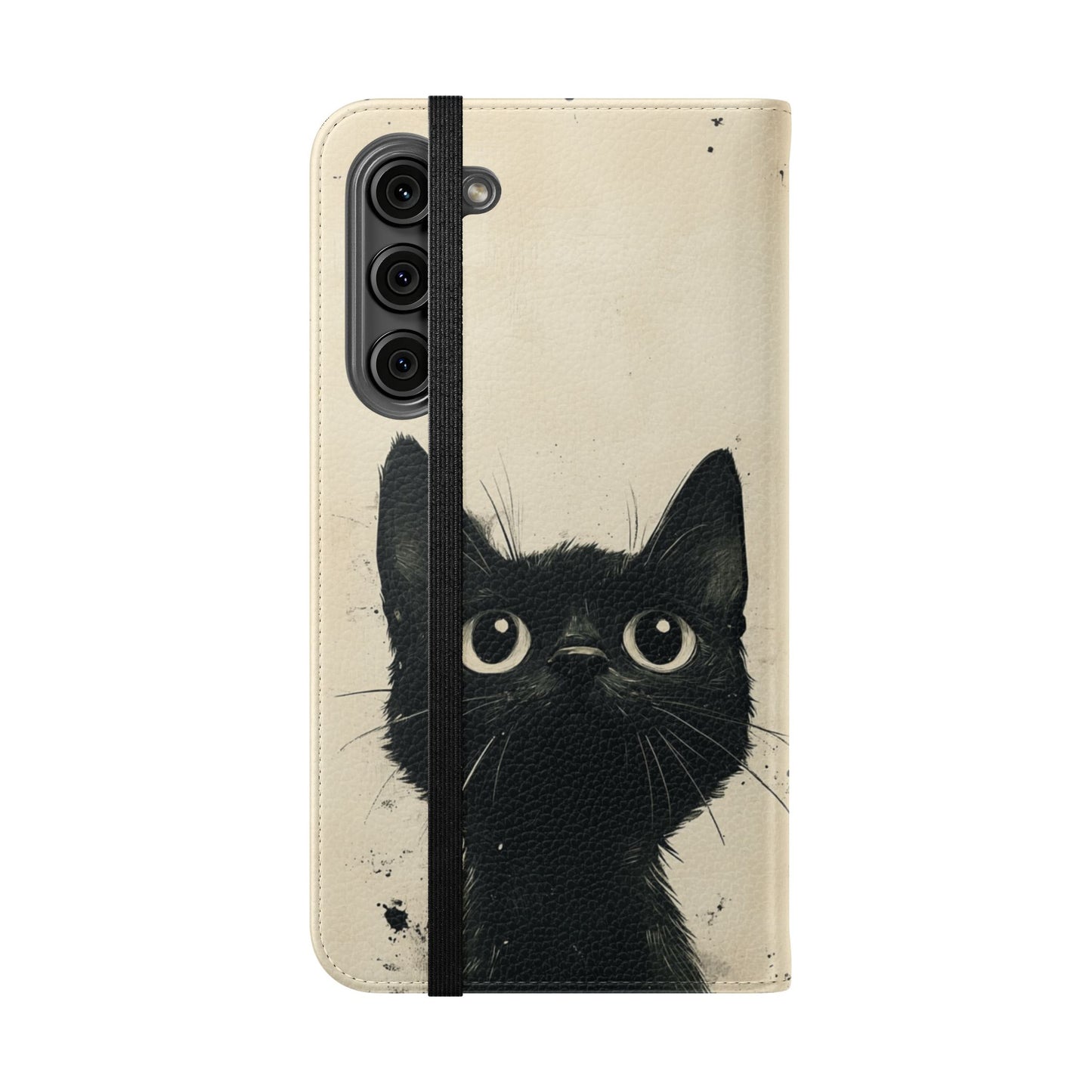 Black Cat Ink Sketch - Wallet Flip Case