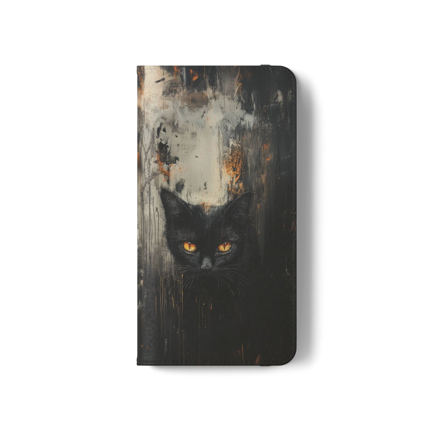 Black Cat Shadow Gaze - Wallet Flip Case