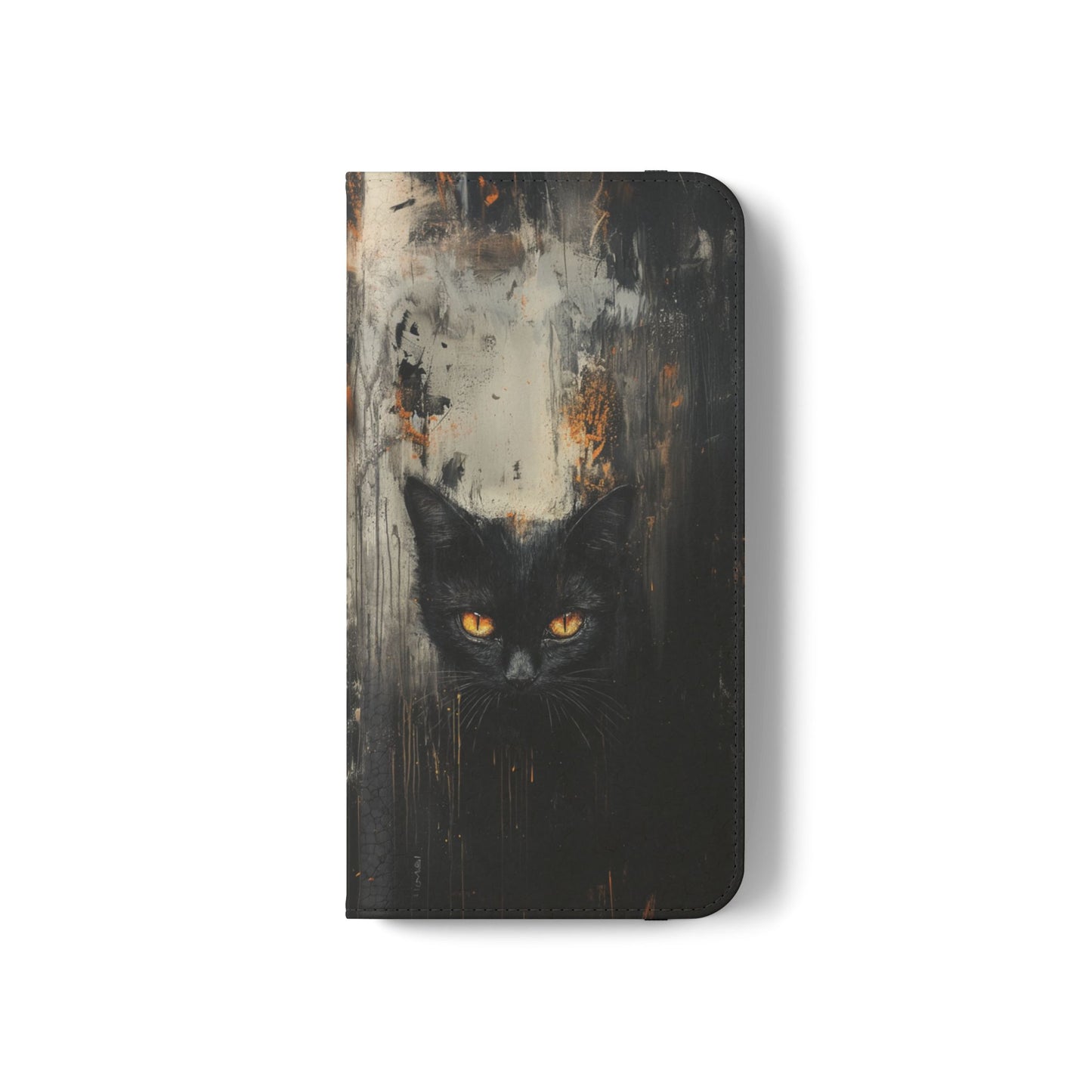 Black Cat Shadow Gaze - Wallet Flip Case