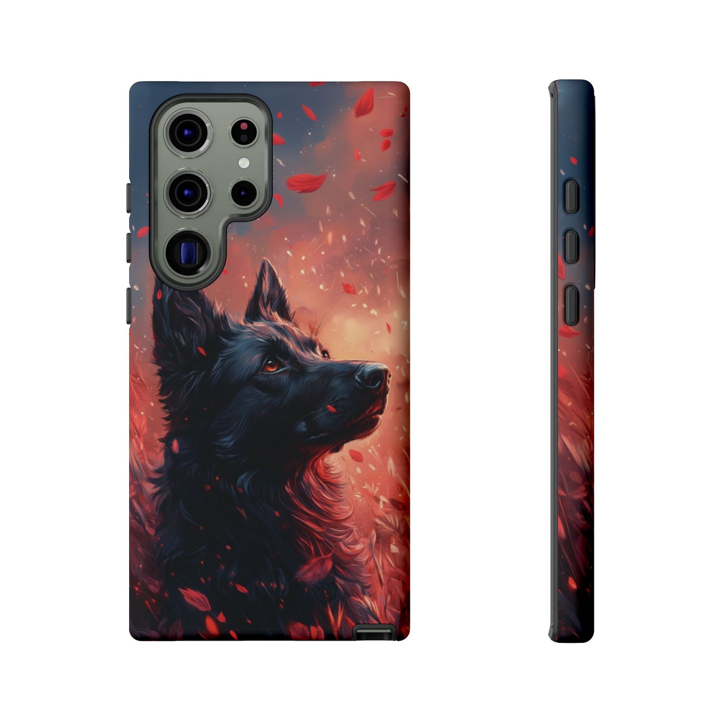 Graceful Canine in Falling Petals Phone Case – iPhone, Google Pixel, Samsung Galaxy