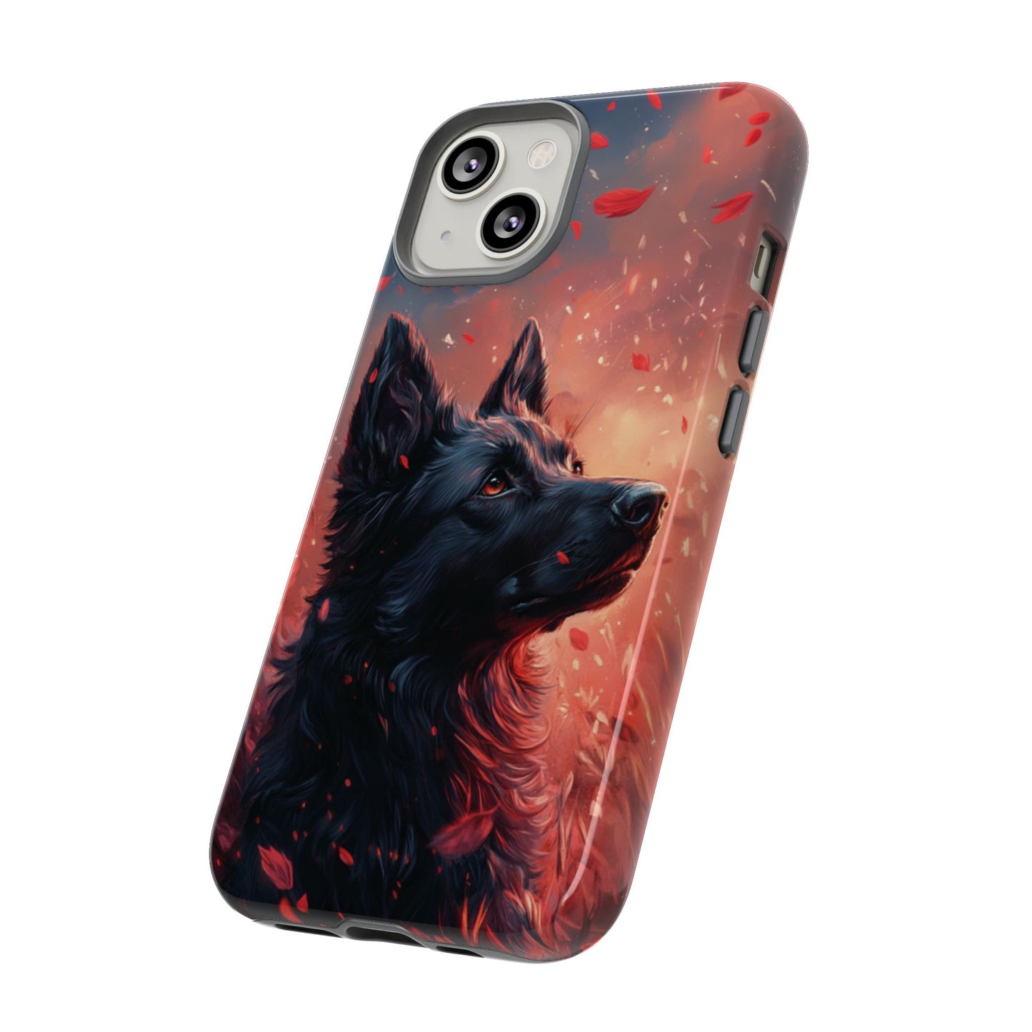 Graceful Canine in Falling Petals Phone Case – iPhone, Google Pixel, Samsung Galaxy