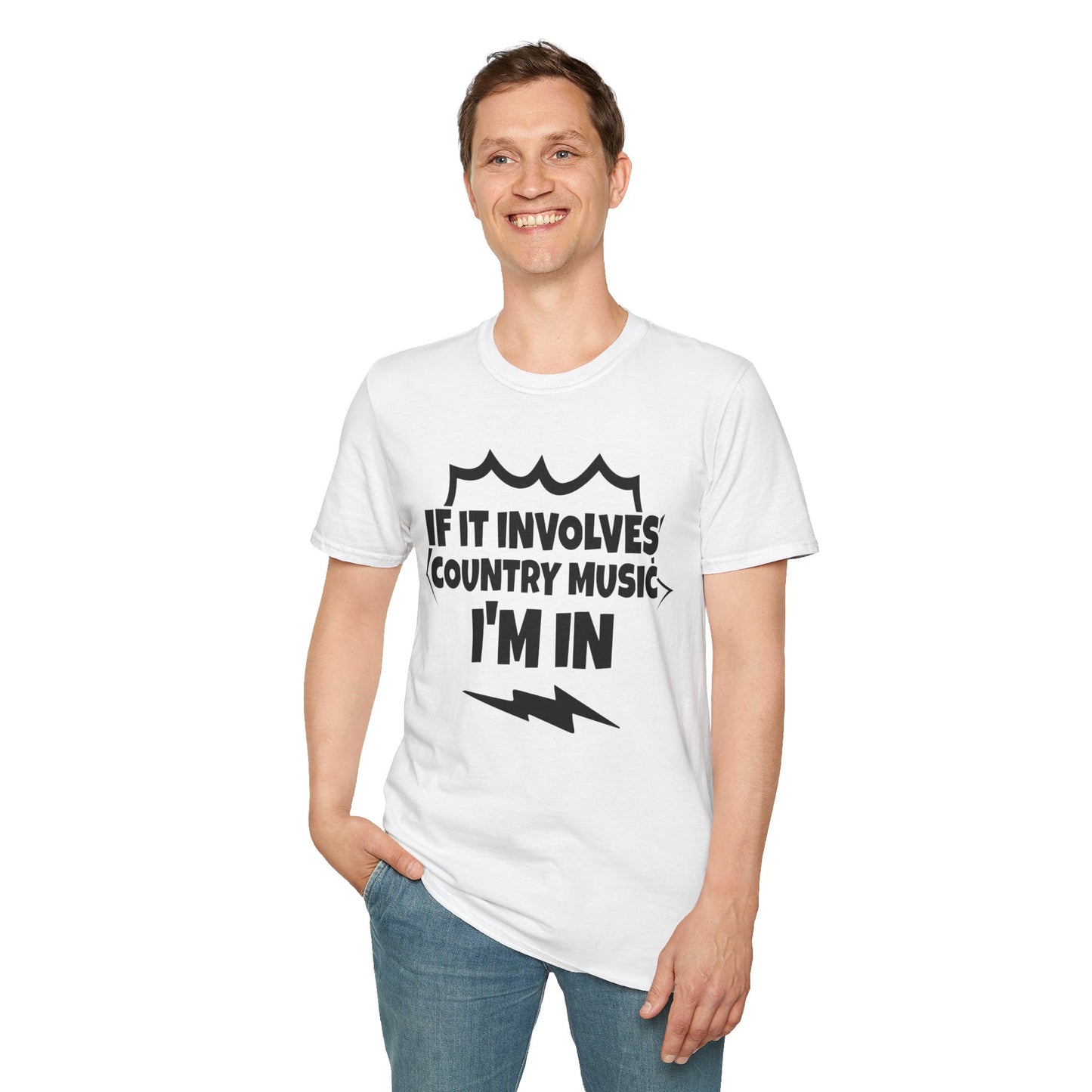 "If It Involves Country Music I'm In" Unisex Soft-Style T-Shirt