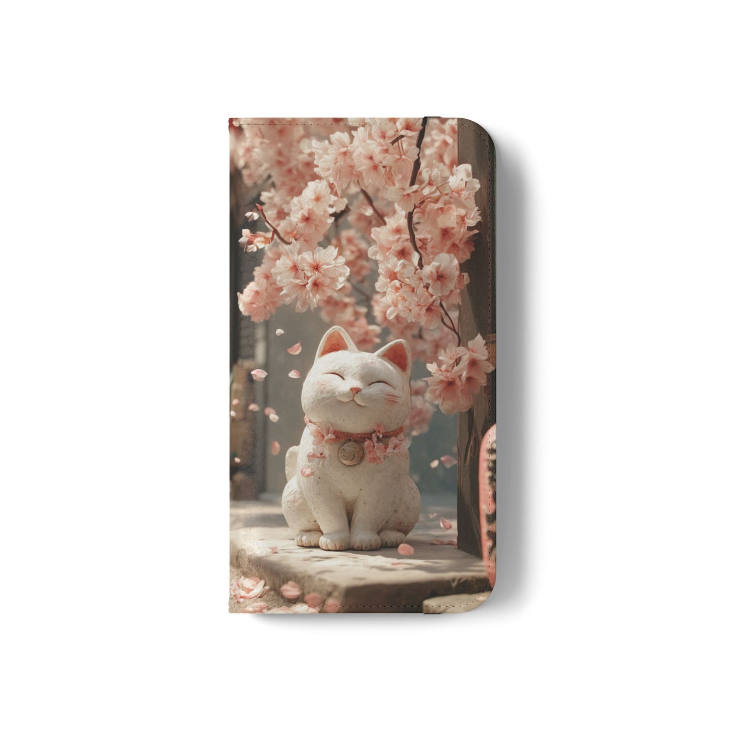 Sakura Lucky Cat - Wallet Flip Case