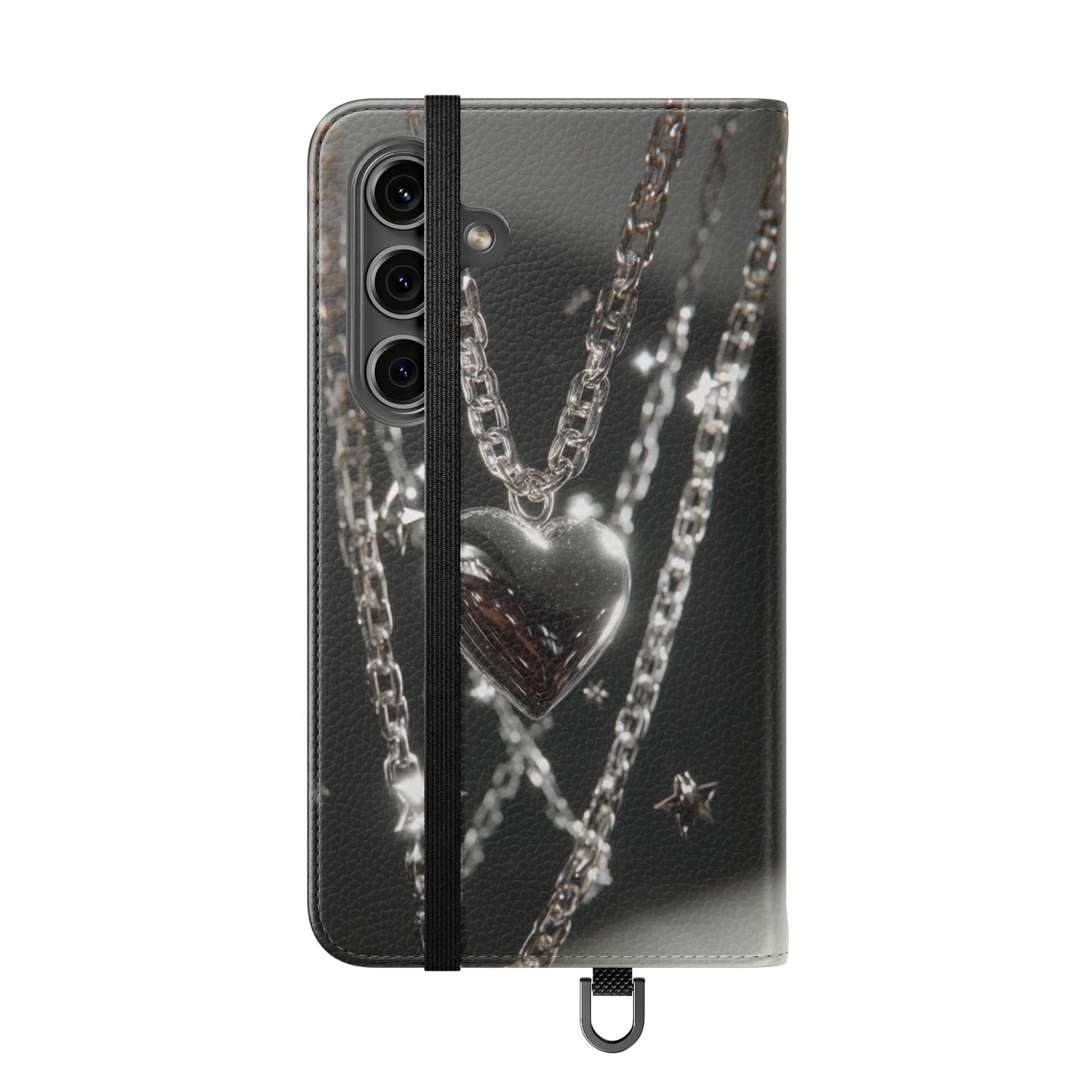 Silver Heart Chains - Wallet Flip Case