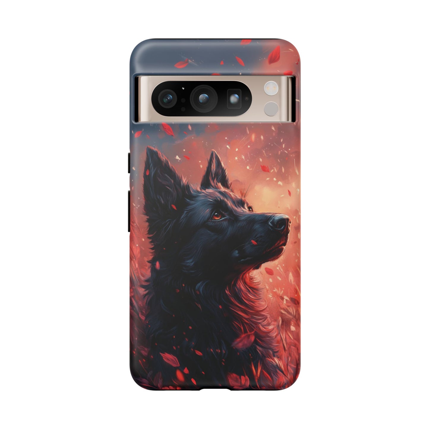 Graceful Canine in Falling Petals Phone Case – iPhone, Google Pixel, Samsung Galaxy