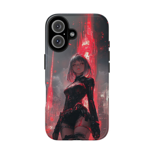 Crimson Cyber Sentinel – Tough iPhone Case