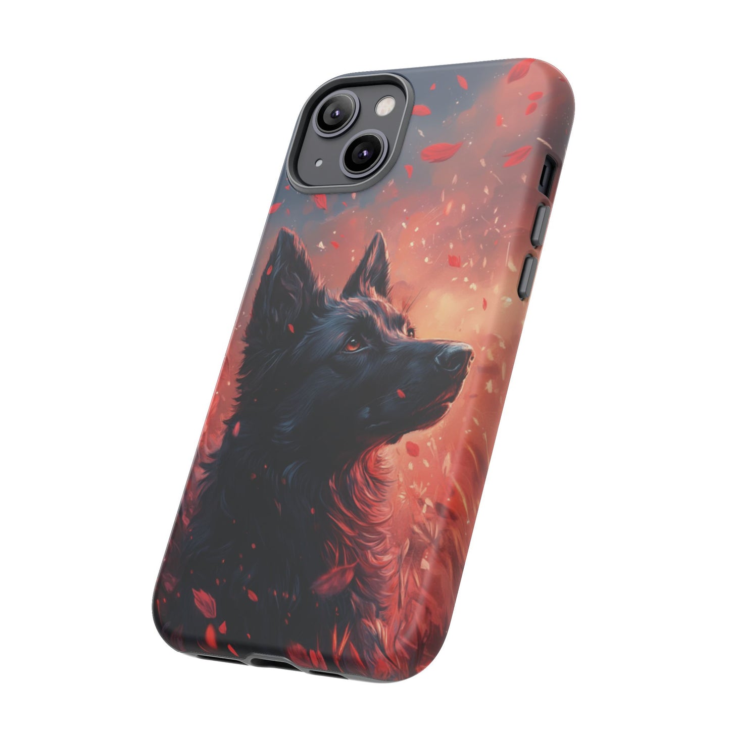 Graceful Canine in Falling Petals Phone Case – iPhone, Google Pixel, Samsung Galaxy