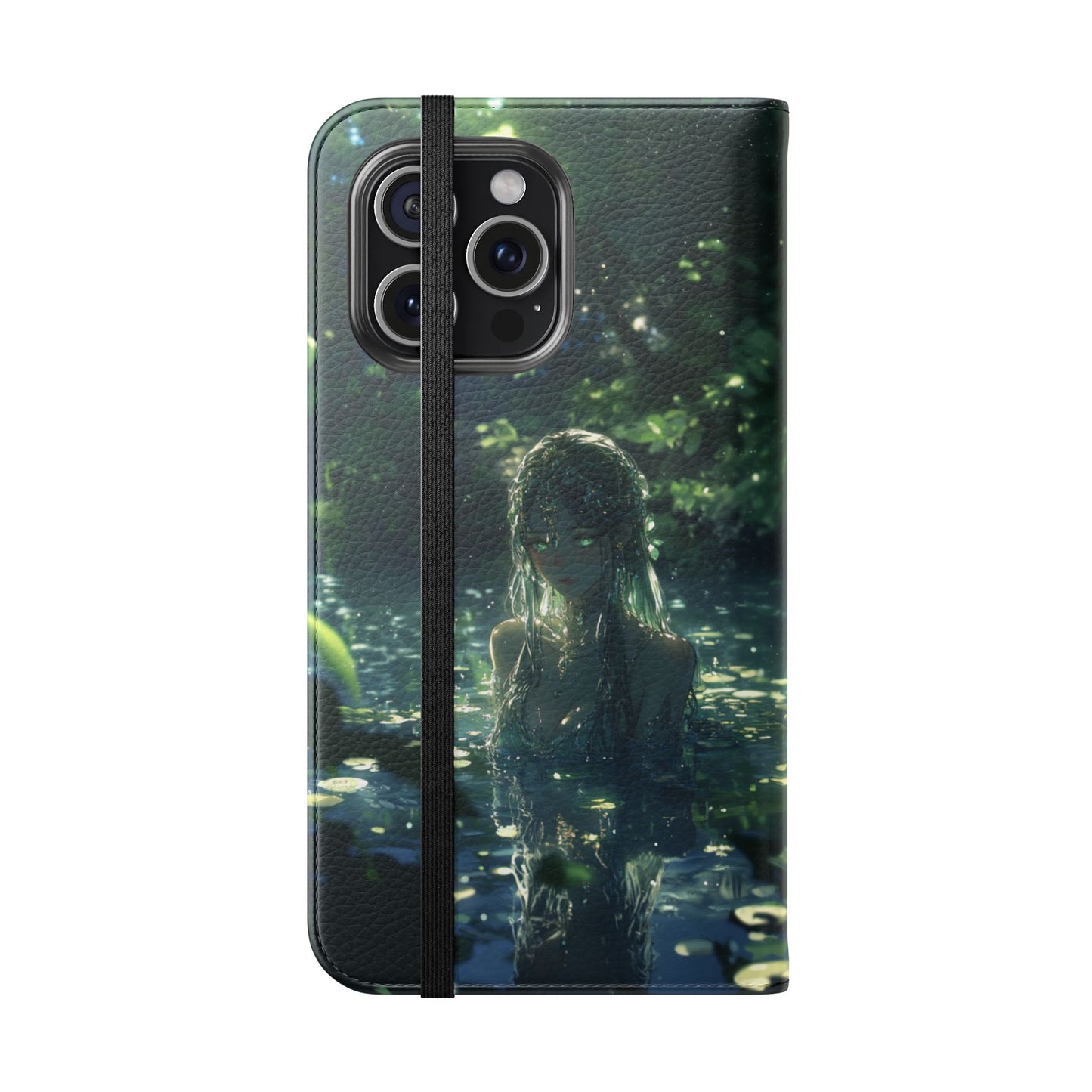Forest Water Nymph Green Eyes Pond - Wallet Flip Case