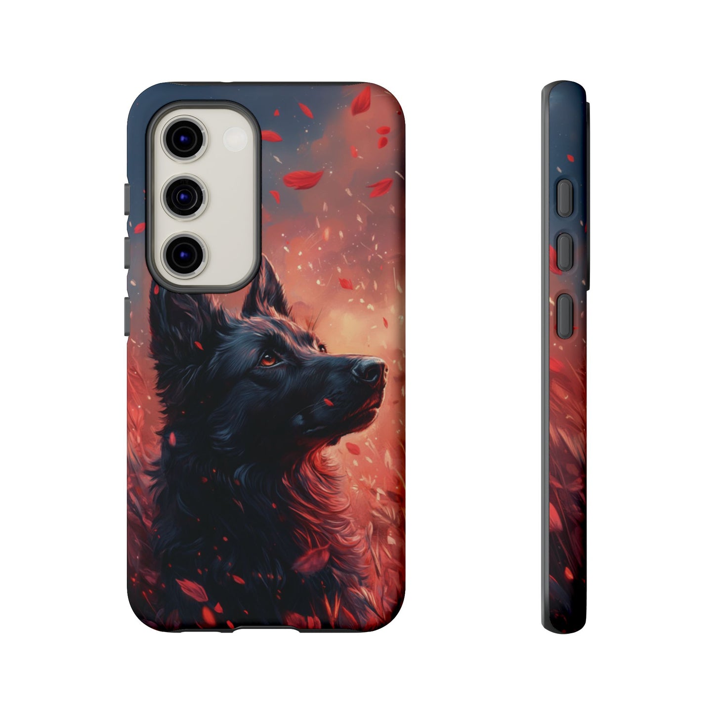 Graceful Canine in Falling Petals Phone Case – iPhone, Google Pixel, Samsung Galaxy