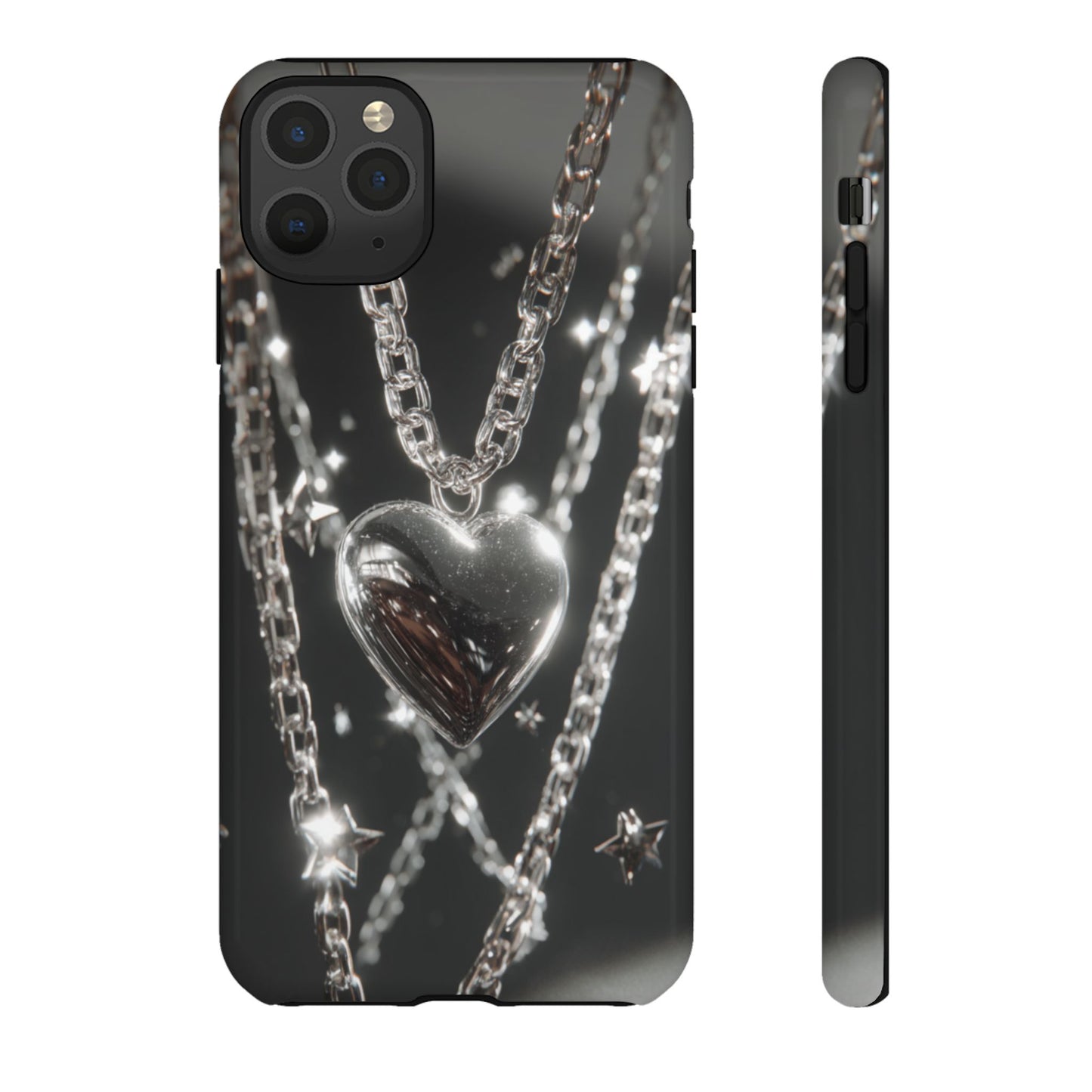 Silver Heart Chains - Tough iPhone Case