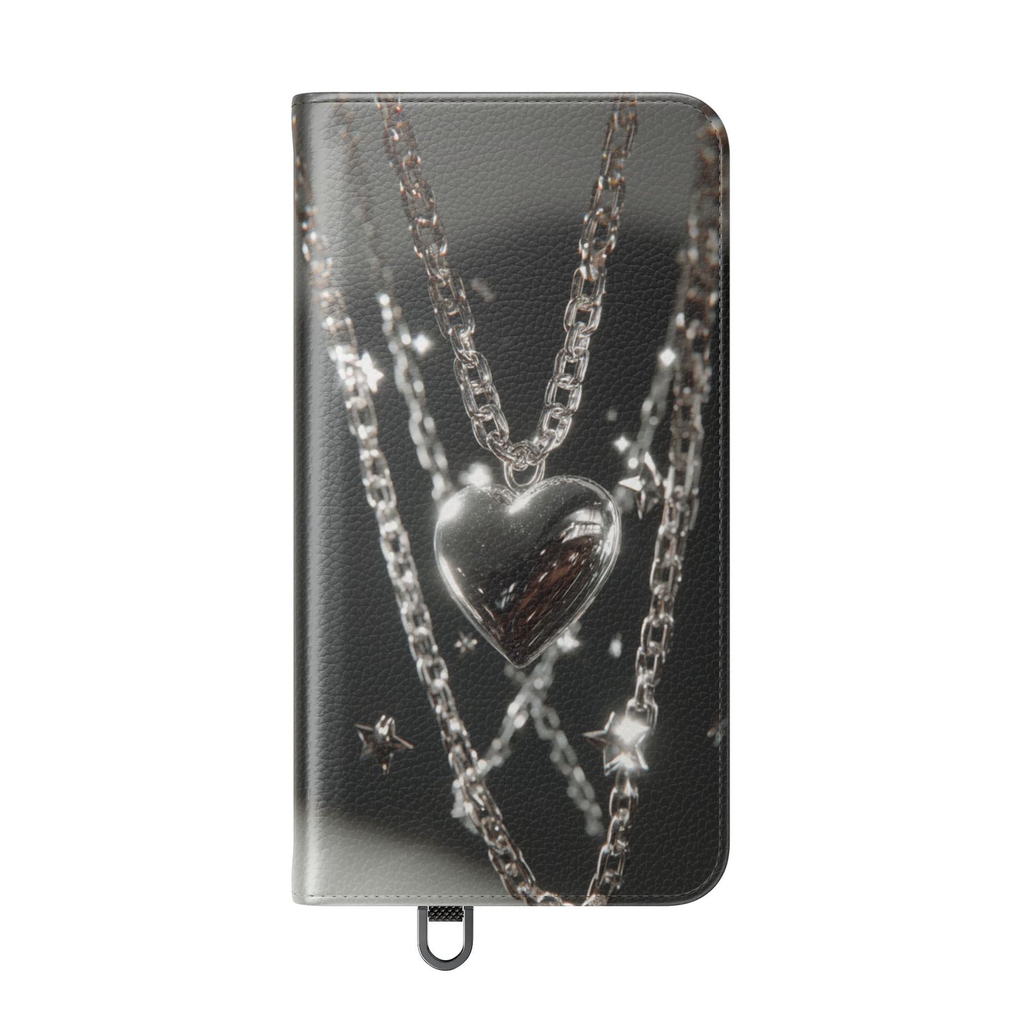 Silver Heart Chains - Wallet Flip Case