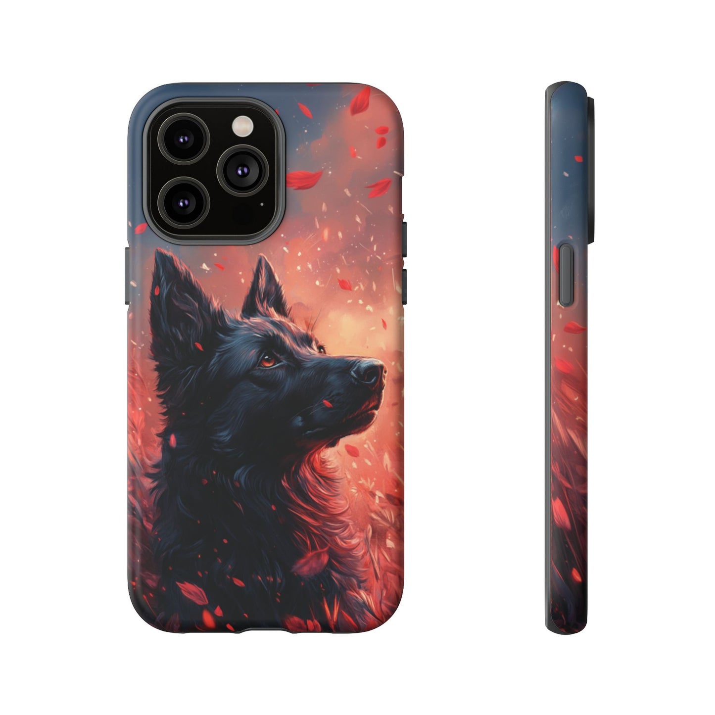 Graceful Canine in Falling Petals Phone Case – iPhone, Google Pixel, Samsung Galaxy