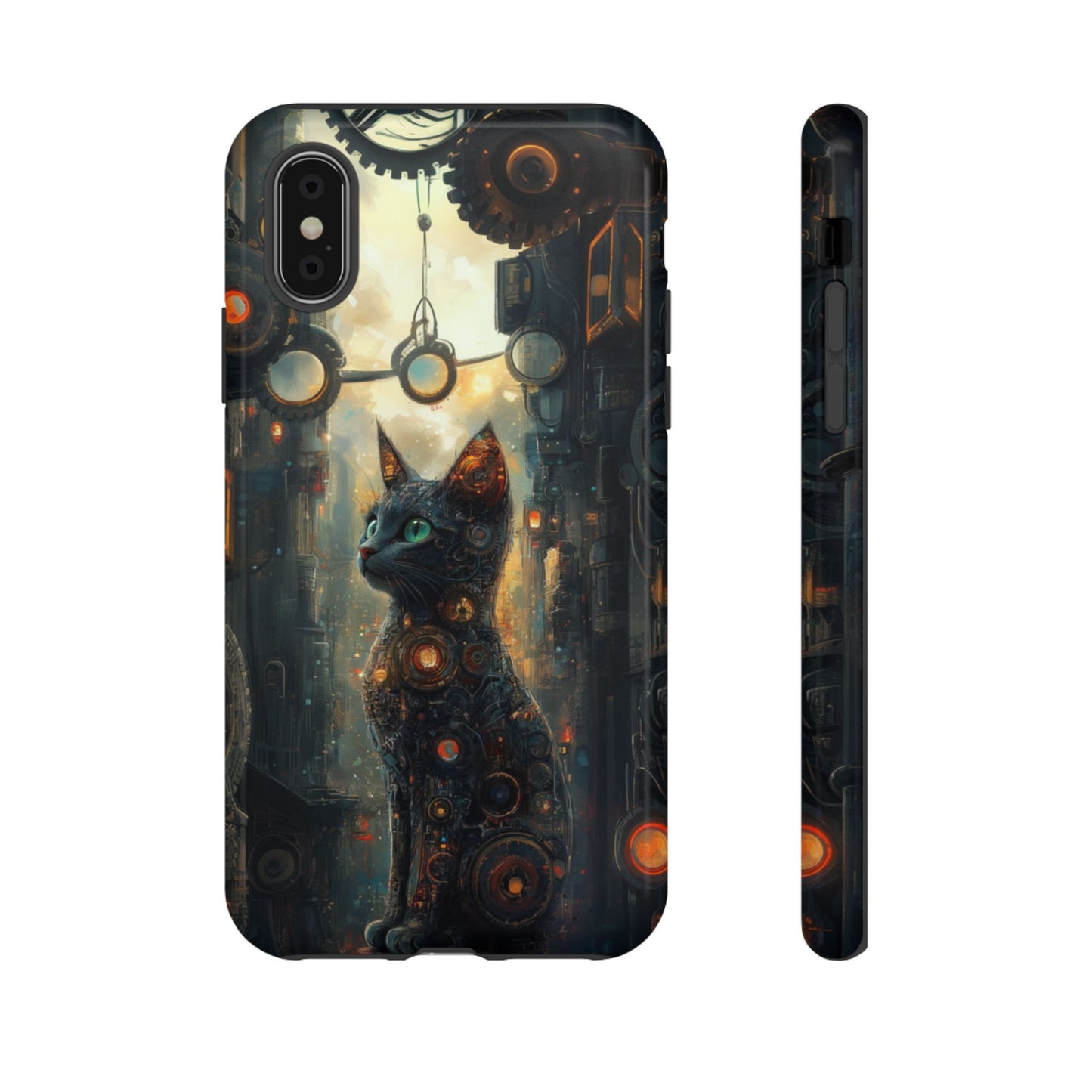 Cybernetic Steampunk Cat Phone Case – iPhone, Google Pixel, Samsung Galaxy