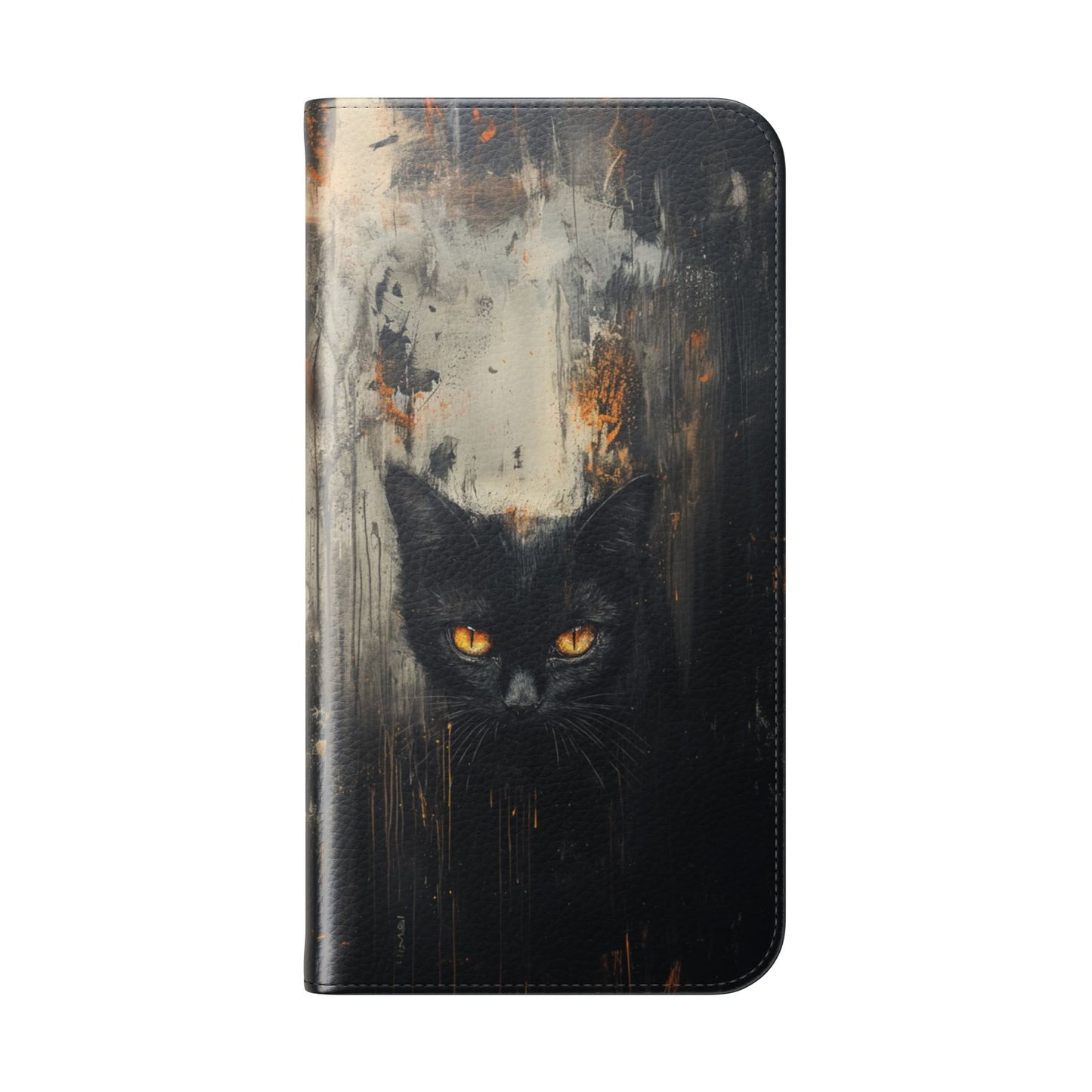 Black Cat Shadow Gaze - Wallet Flip Case