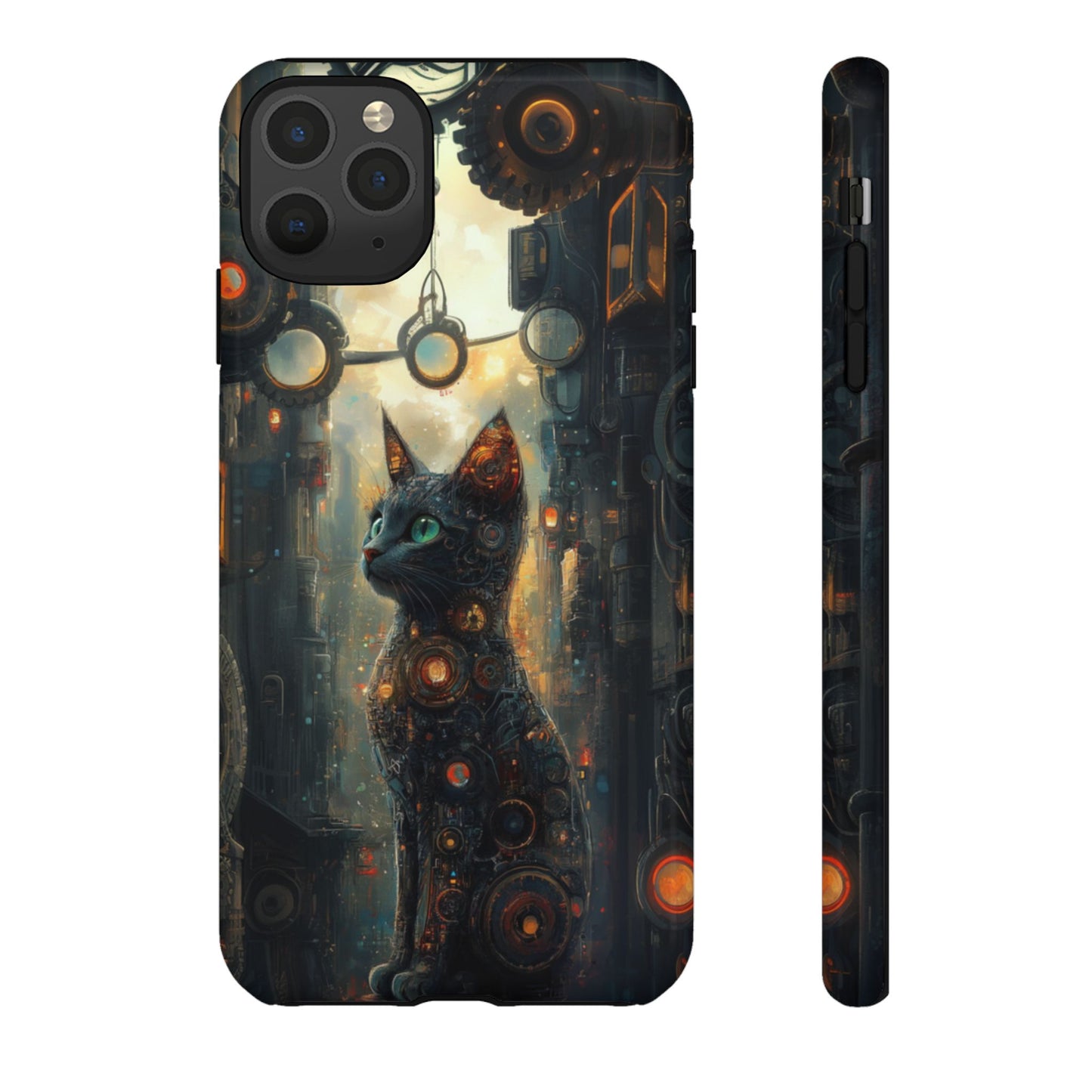 Cybernetic Steampunk Cat Phone Case – iPhone, Google Pixel, Samsung Galaxy
