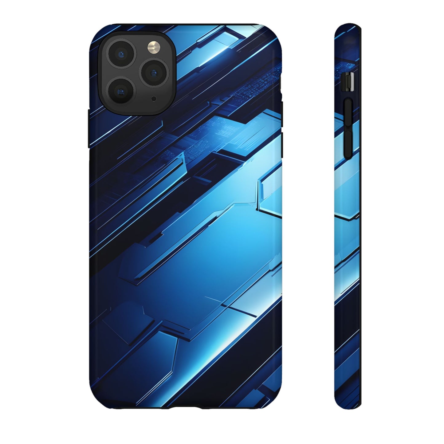 Blue Tech Matrix - Tough iPhone Case