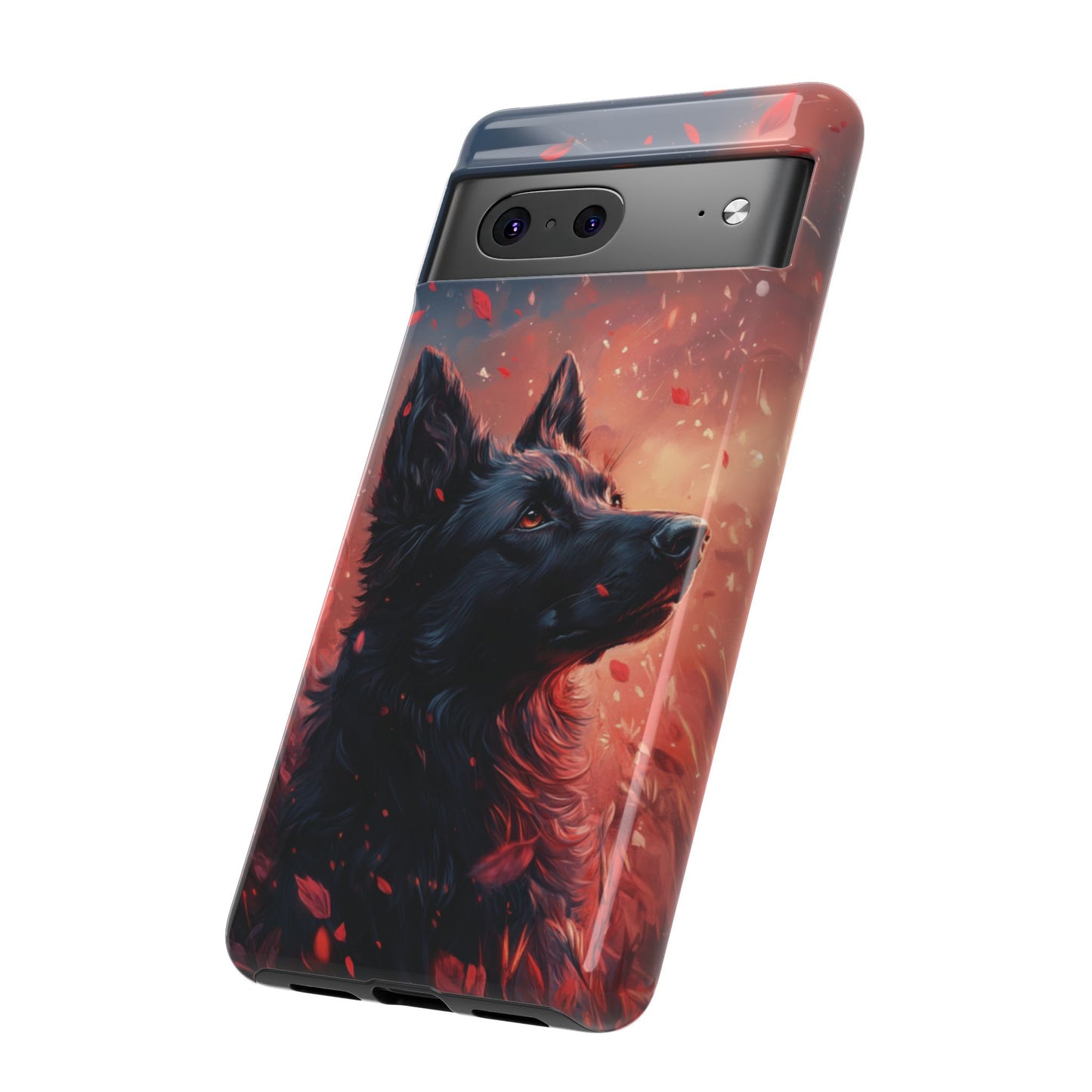 Graceful Canine in Falling Petals Phone Case – iPhone, Google Pixel, Samsung Galaxy