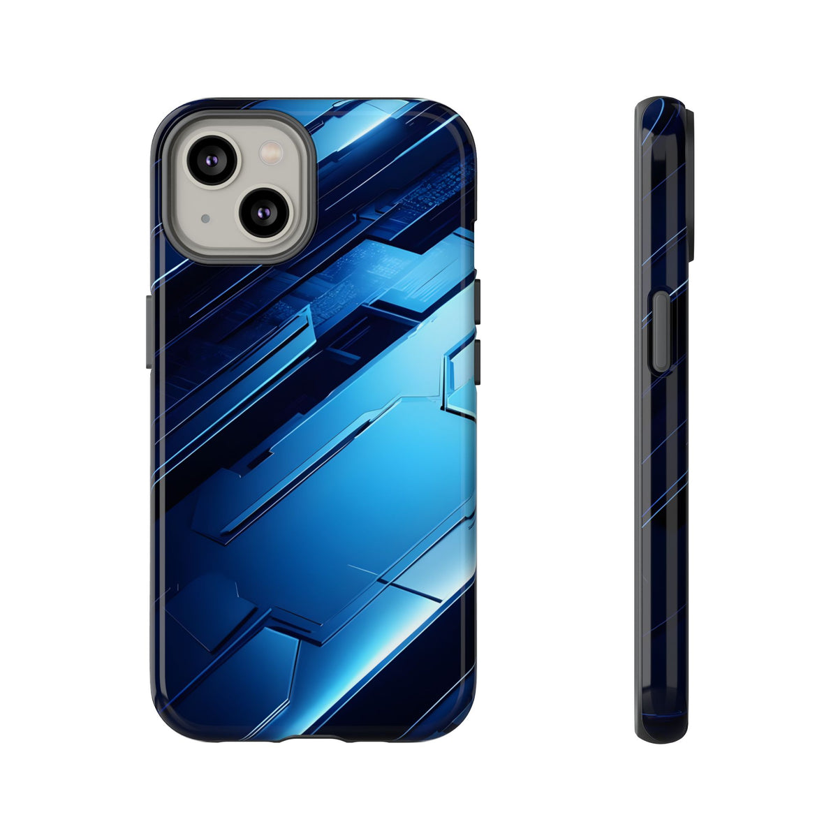 Blue Tech Matrix - Tough iPhone Case