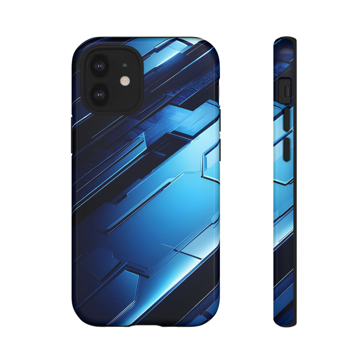 Blue Tech Matrix - Tough iPhone Case