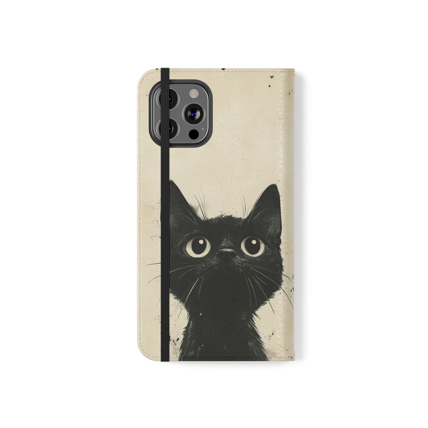 Black Cat Ink Sketch - Wallet Flip Case