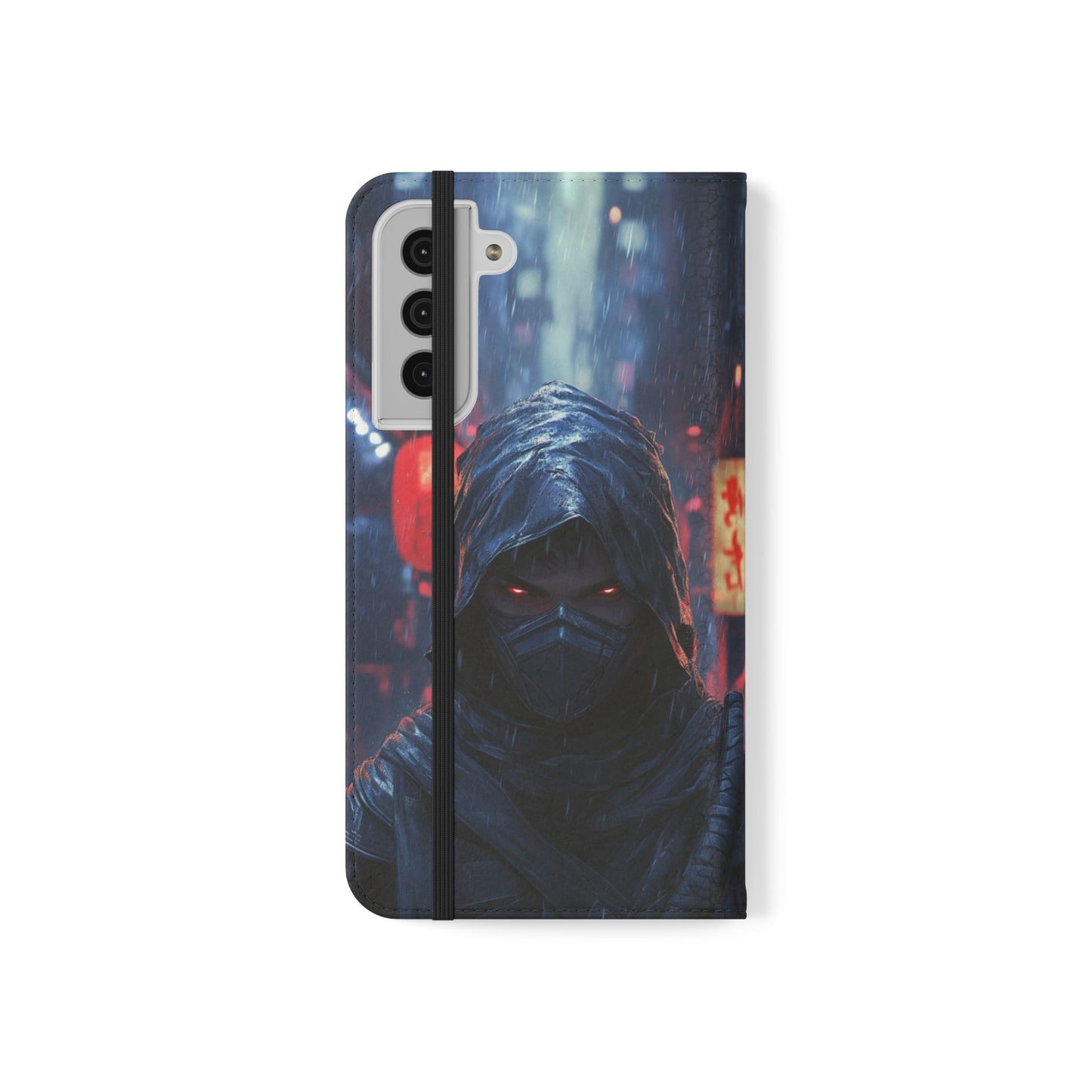Cyberpunk Ninja Red Eyes Rain - Wallet Flip Case