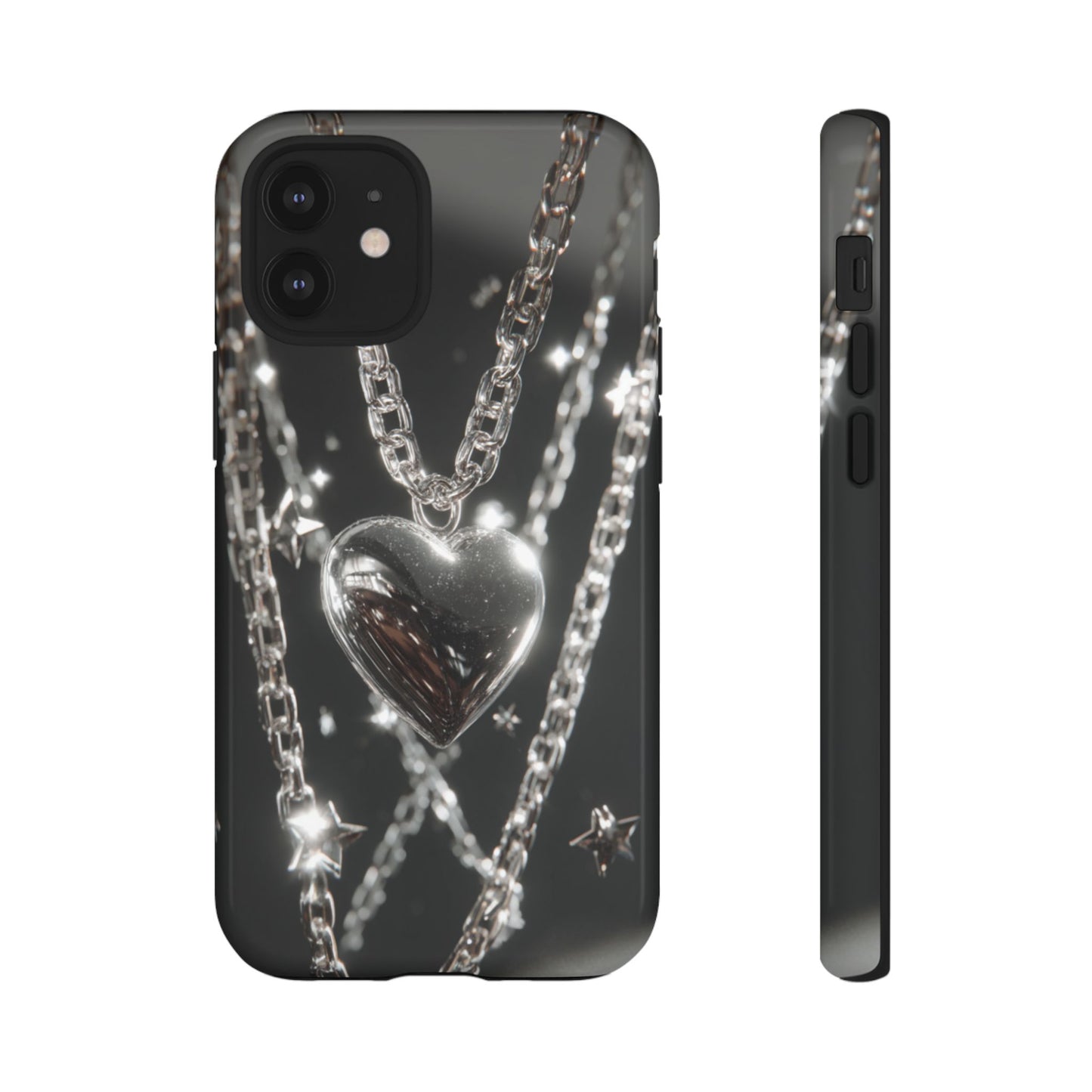 Silver Heart Chains - Tough iPhone Case