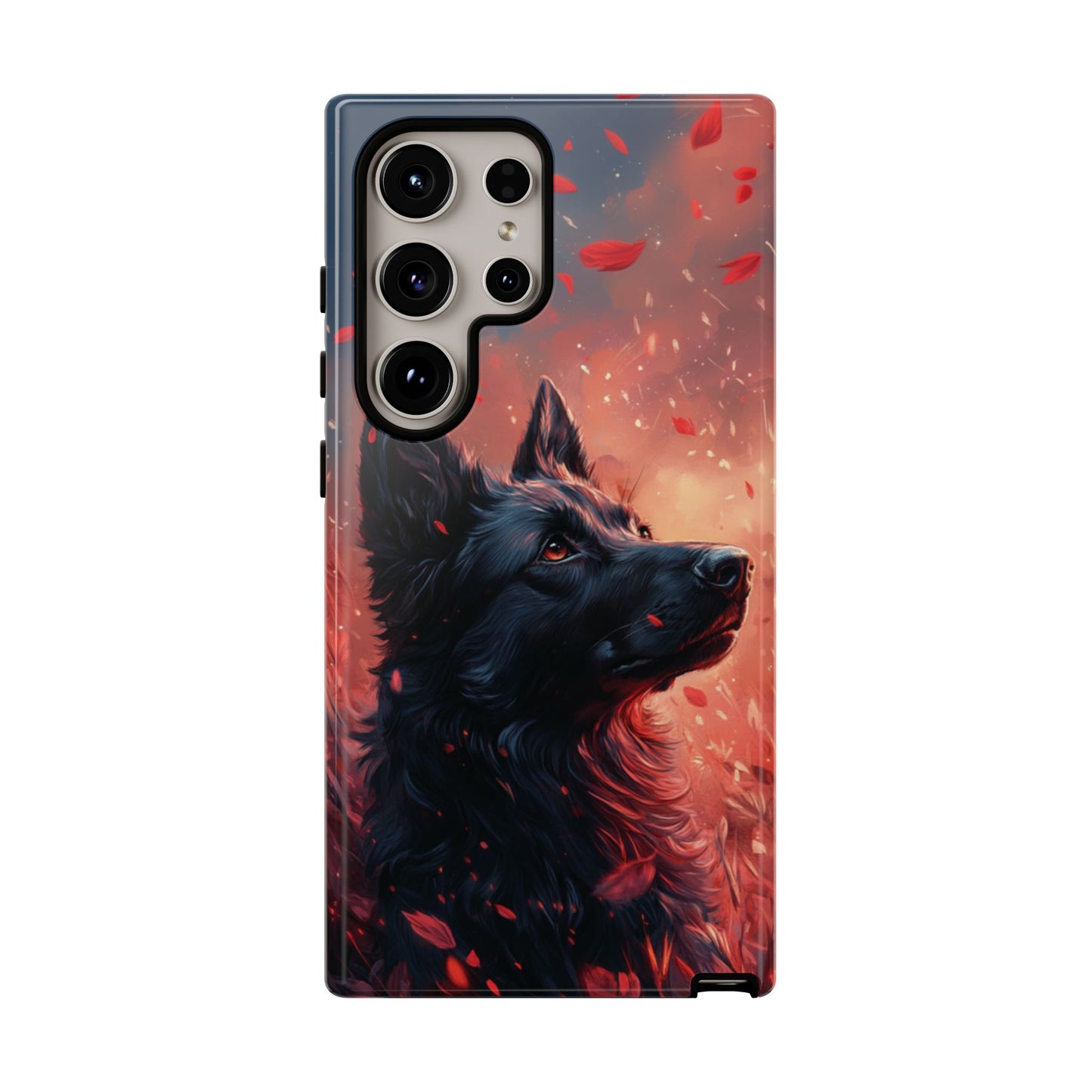 Graceful Canine in Falling Petals Phone Case – iPhone, Google Pixel, Samsung Galaxy