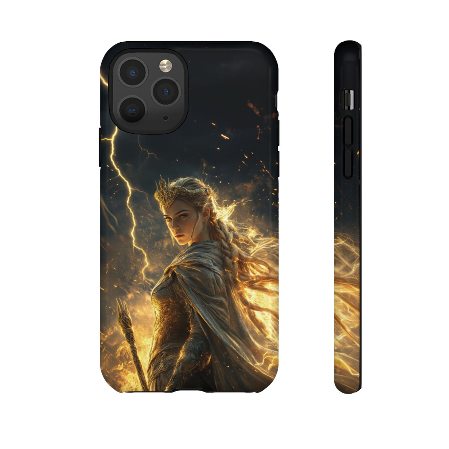 Elf Queen Golden Lightning Storm Crown - Tough iPhone Case