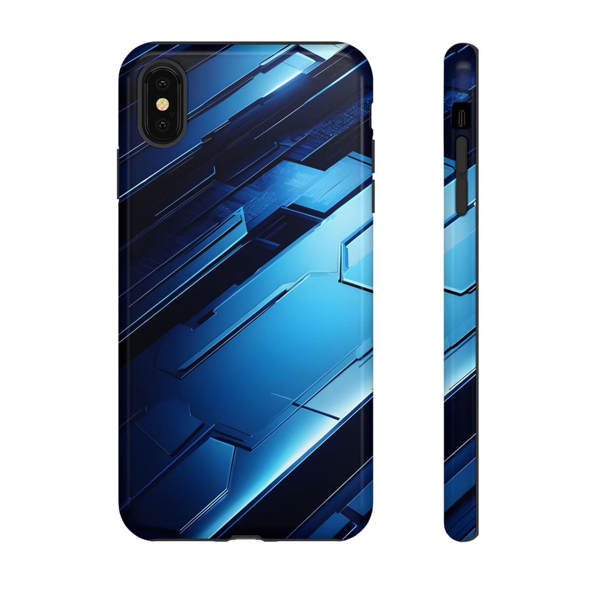 Blue Tech Matrix - Tough iPhone Case