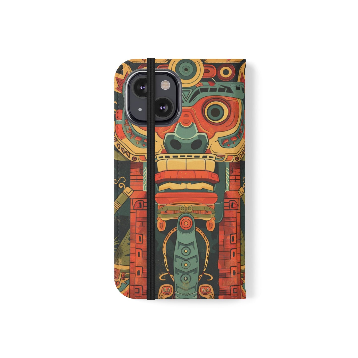 Aztec Totem Mask - Wallet Flip Case