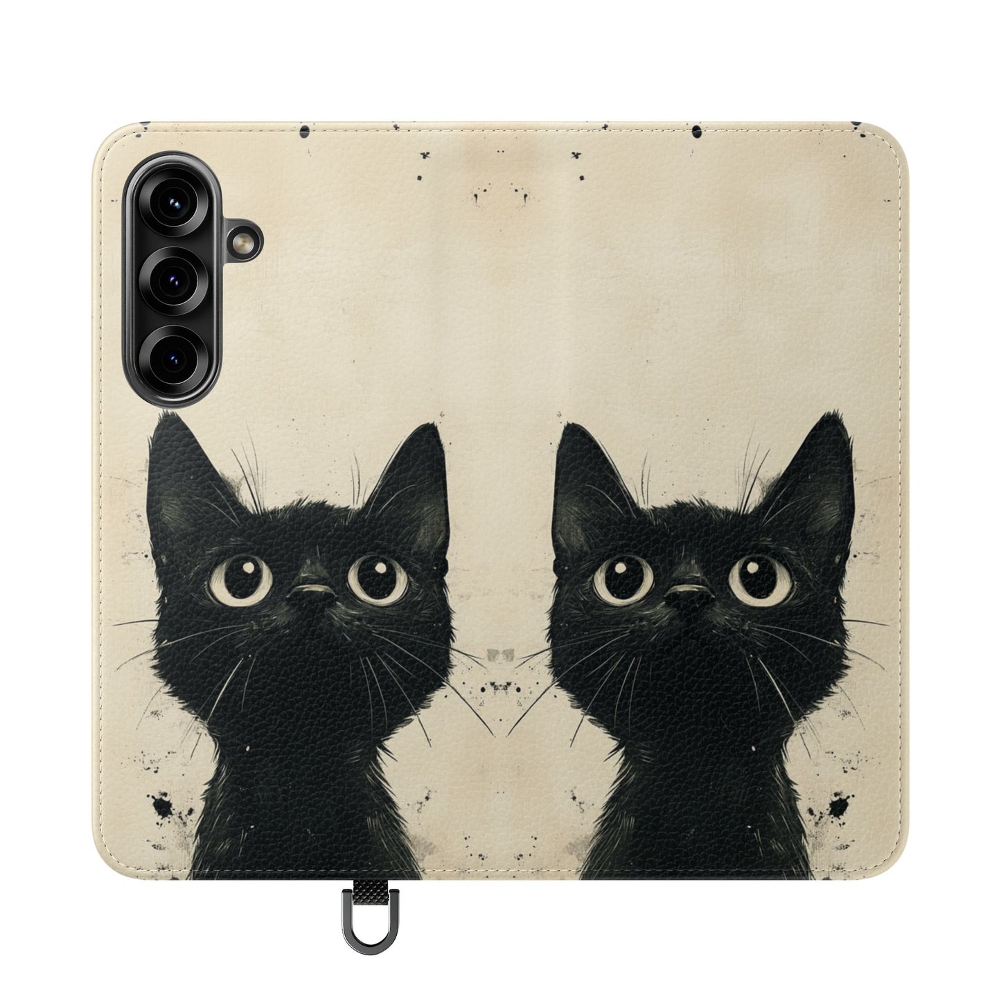Black Cat Ink Sketch - Wallet Flip Case