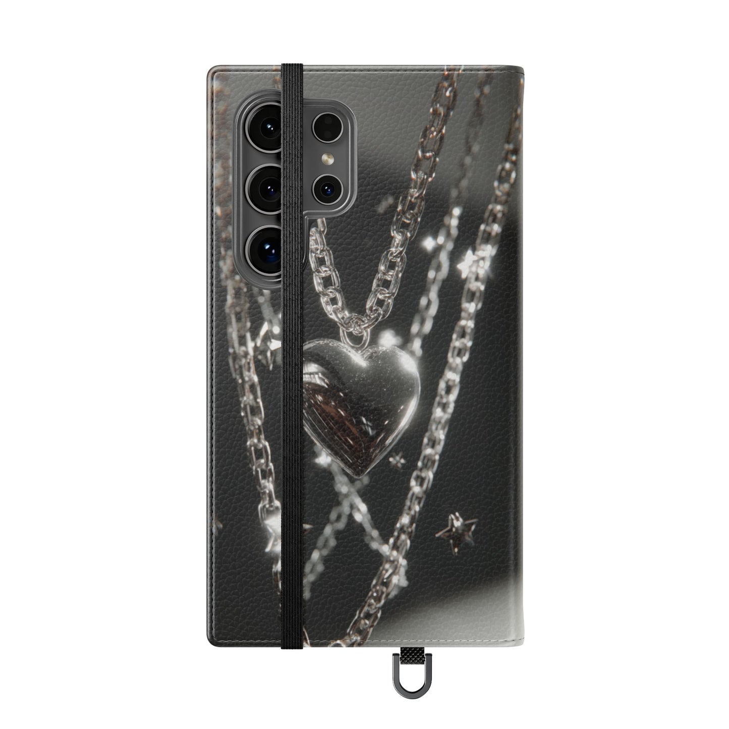 Silver Heart Chains - Wallet Flip Case