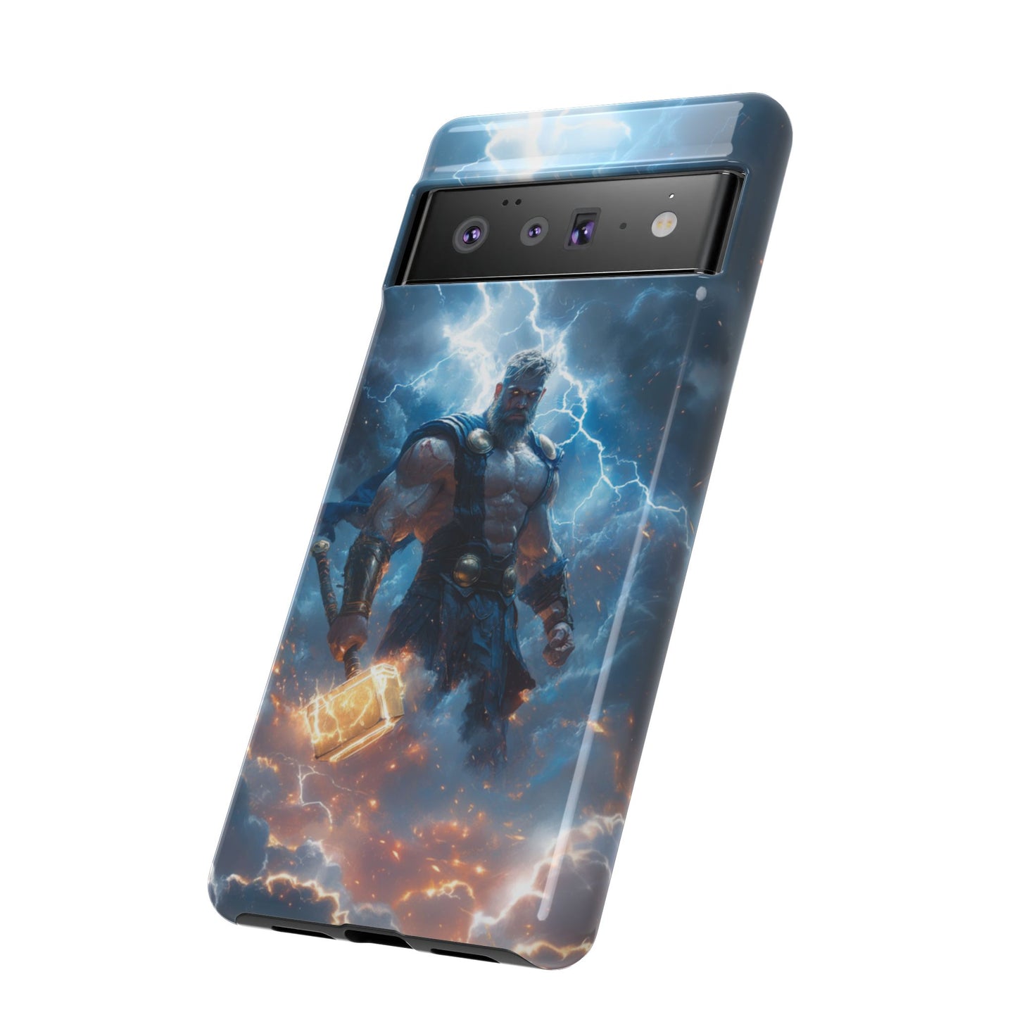 Thunderous Might: Thor Wielding Mjölnir Phone Case - iPhone, Google Pixel, Samsung