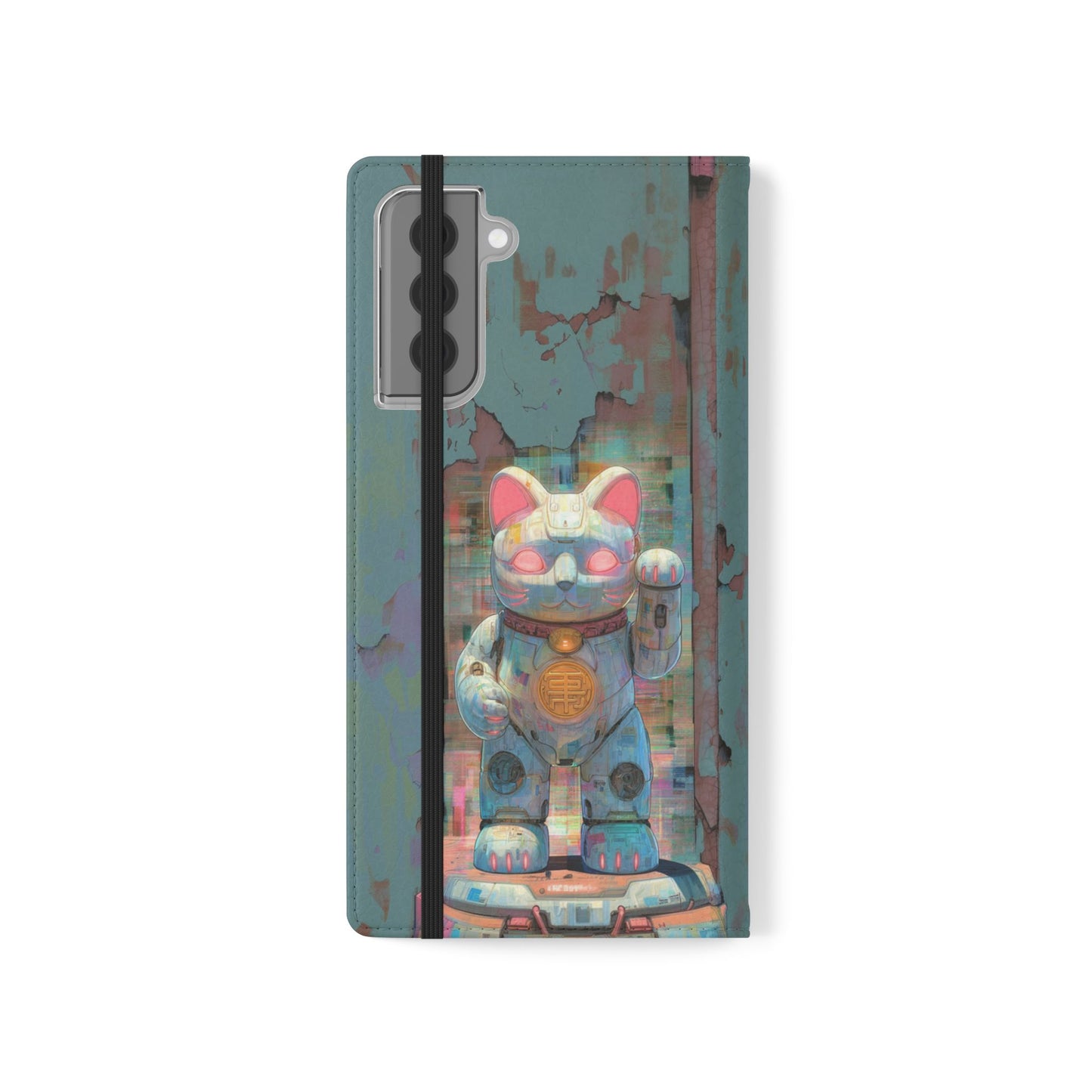 Cyber Lucky Cat - Wallet Flip Case